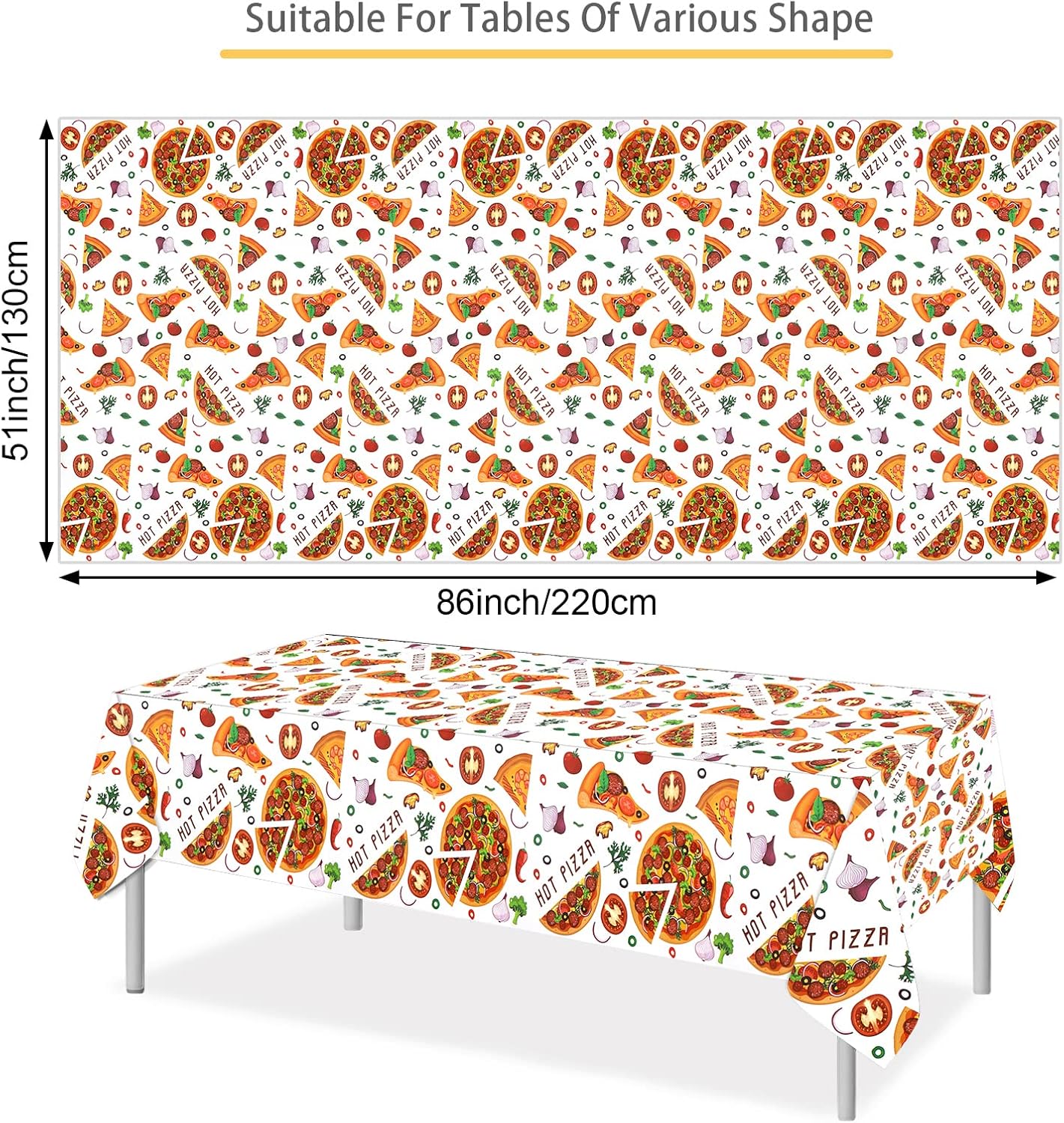 PHOGARY Pizza Tablecloth for Party Tables