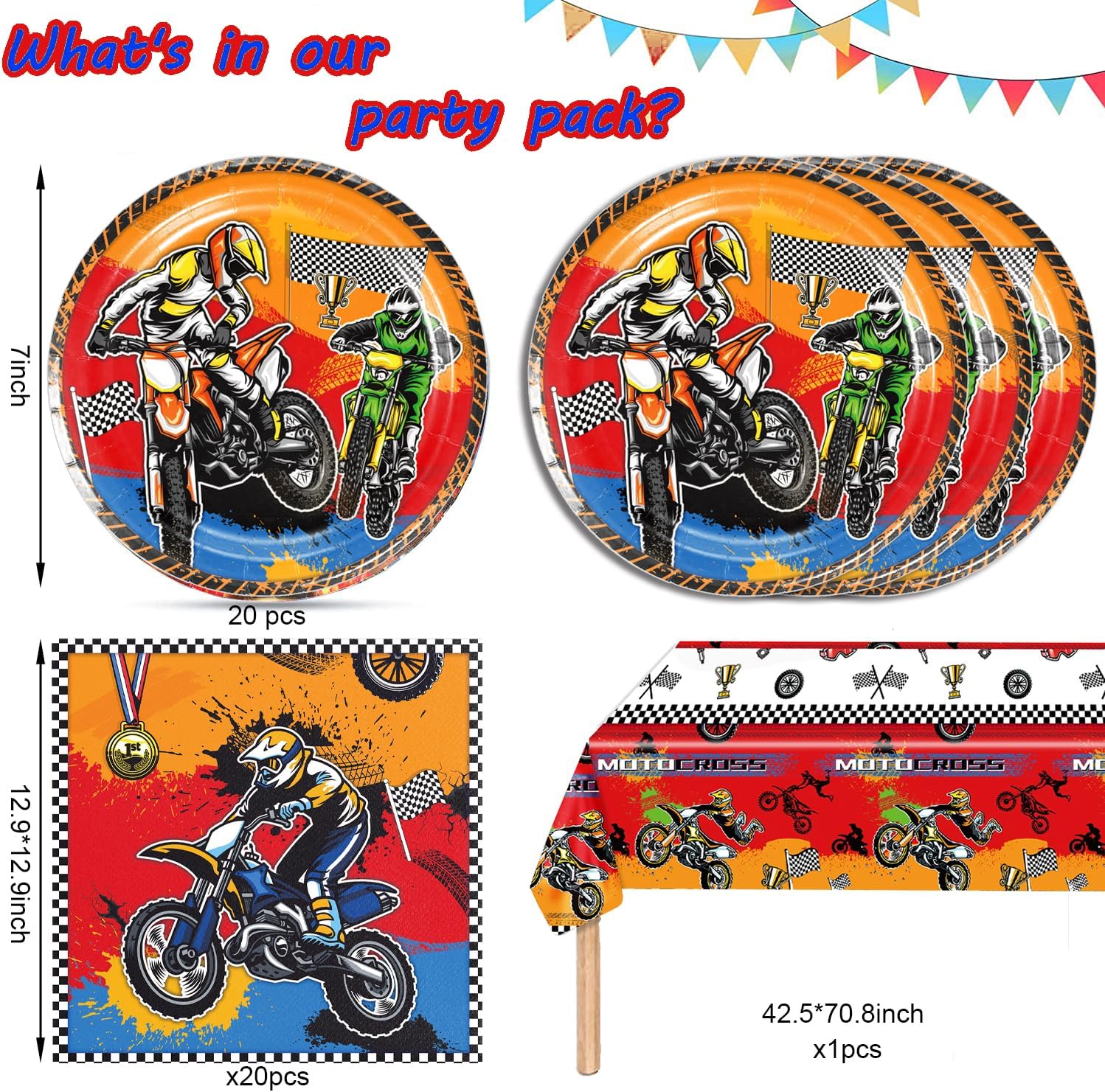 41PCS Dirt Bike Party Supplies Set for Kids