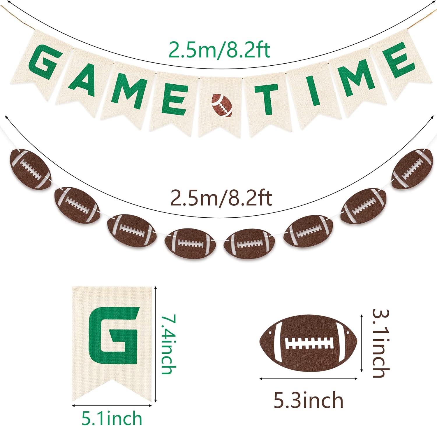 Football Burlap Felt Banners - 2pcs Game Time Decorations