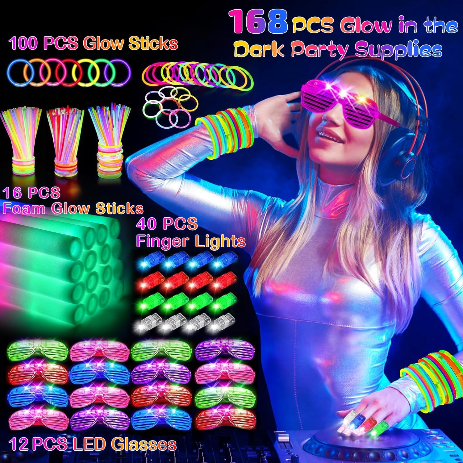 HONLYNE 168 PCS Glow in the Dark Party Supplies