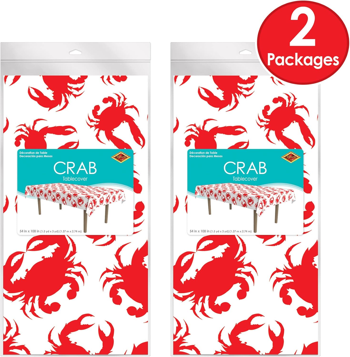 Beistle 2-Pack Plastic Crab Tablecovers 54x108