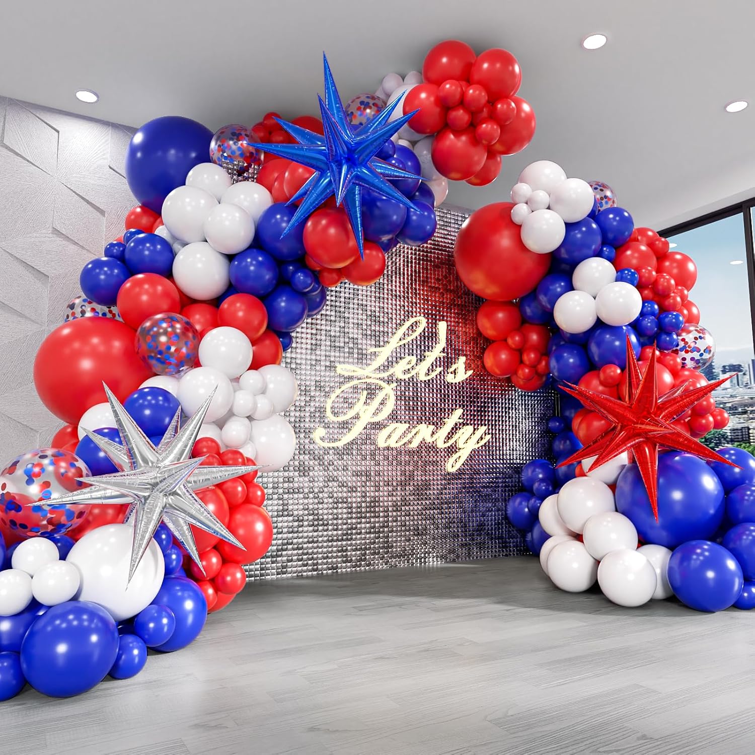 Red White Blue Balloon Arch Kit for 4th of July Celebrations