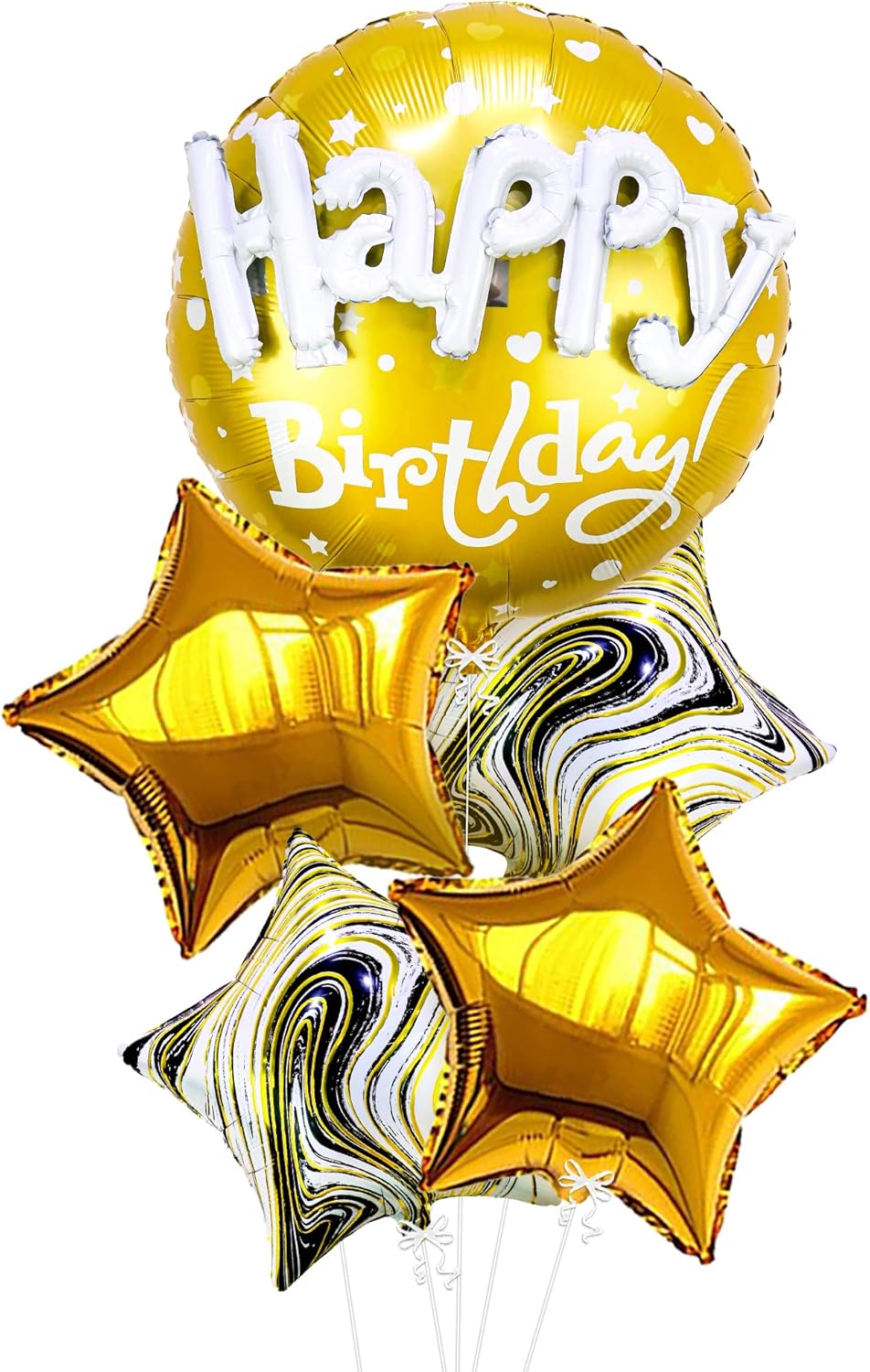 Gold Happy Birthday Balloon Set - 23 Inch Pack of 5