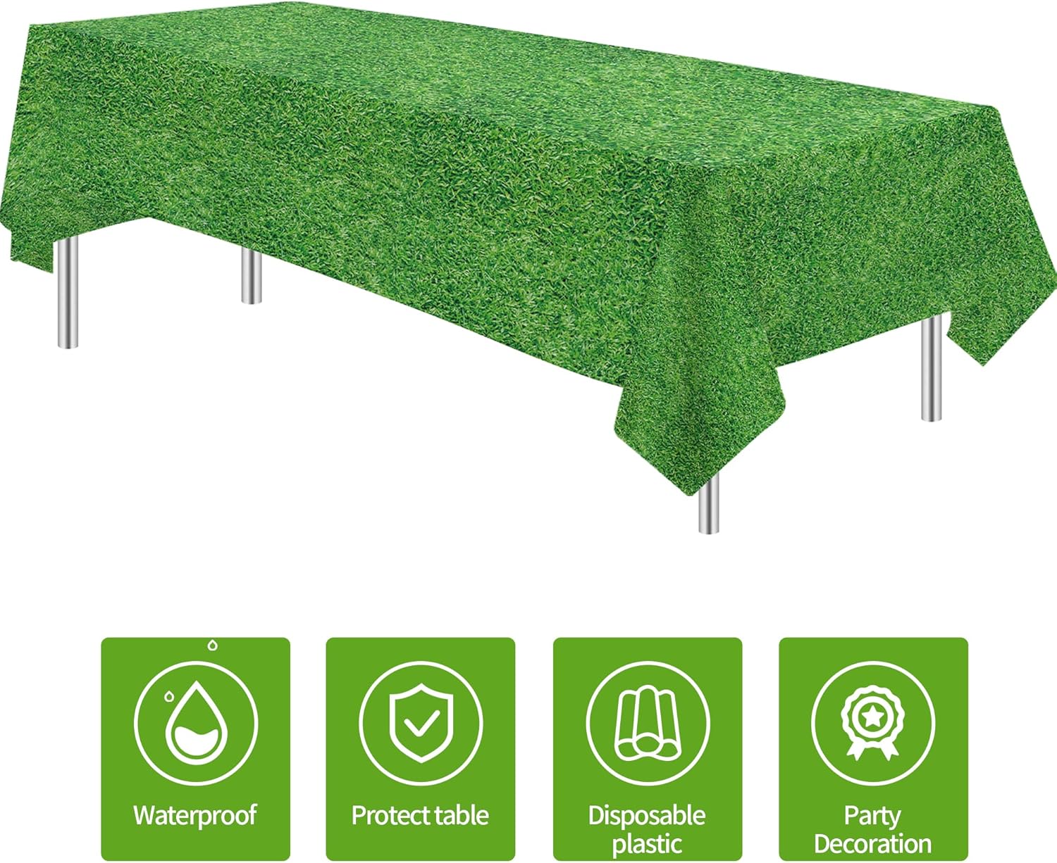 Green Grass Tablecloth 3pcs for Party and Outdoor Events