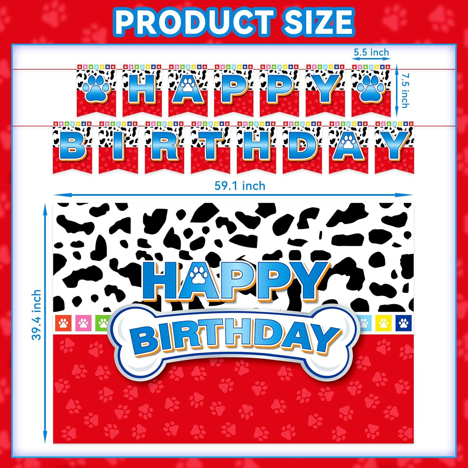 Cartoon Dog Paw Birthday Party Decorations Set