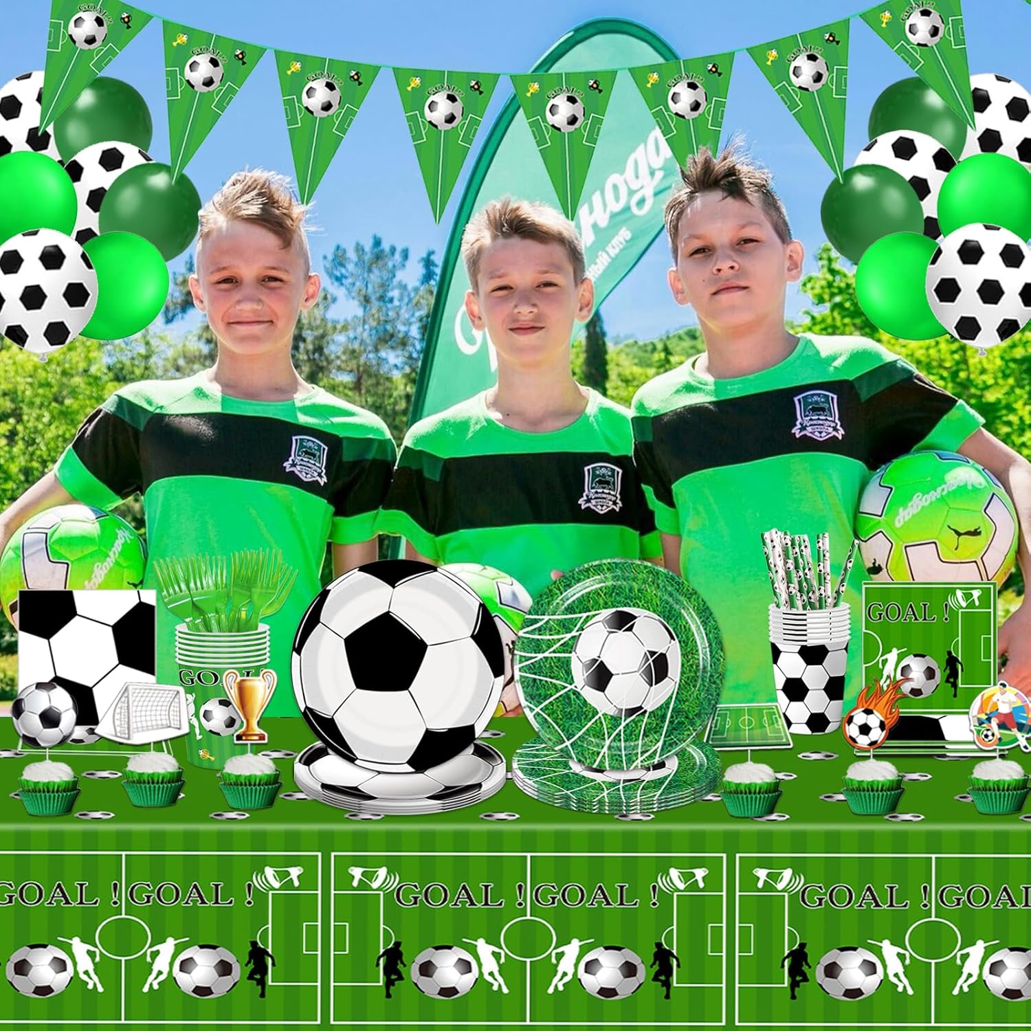Bolake Soccer Party Plates Tableware Set for 24 Guests