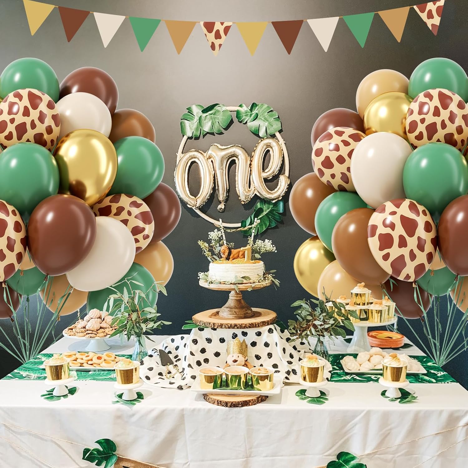 60pcs Safari Balloons for Birthday and Baby Shower Decorations