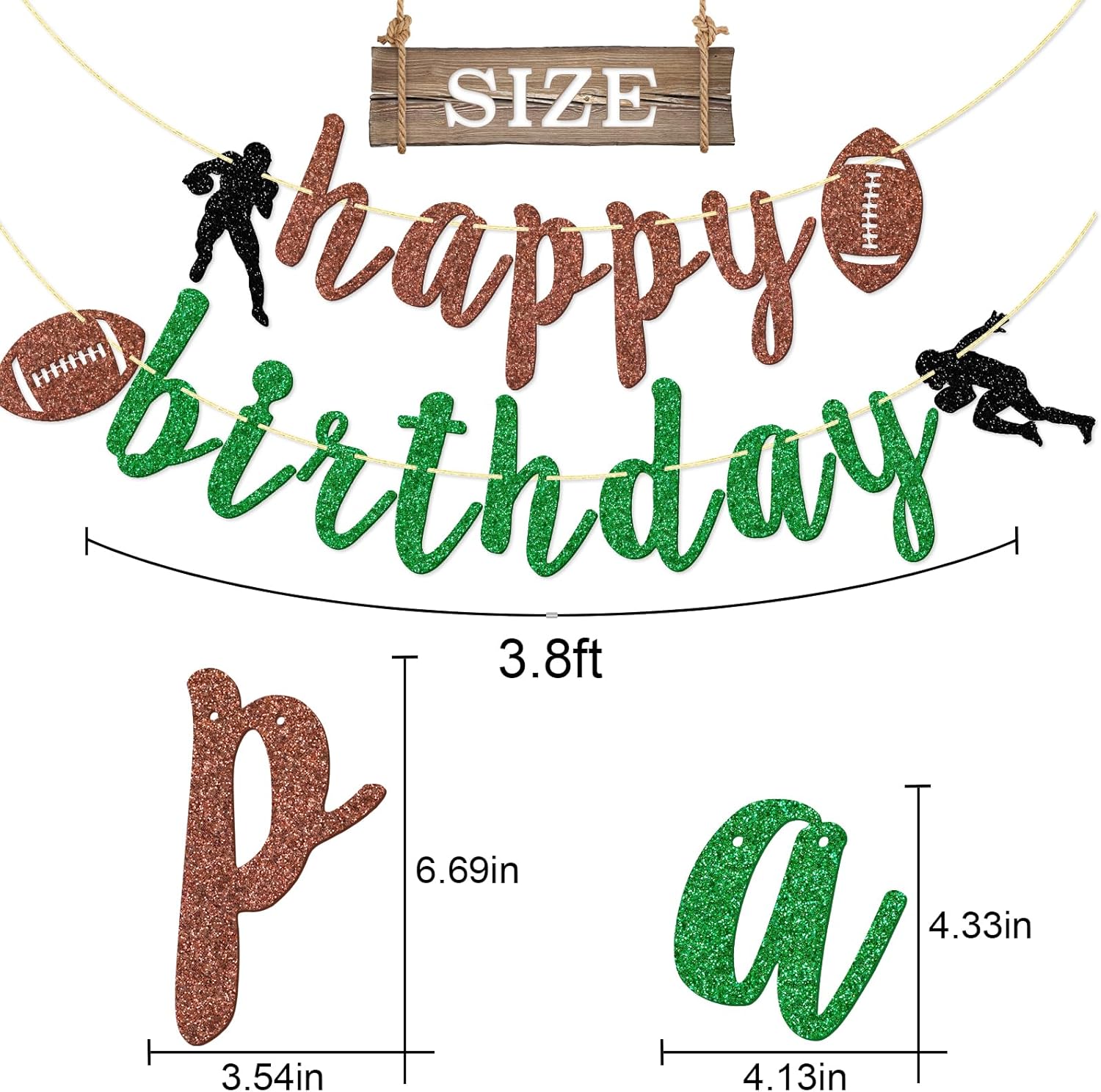 Football Birthday Banner Set with Glitter