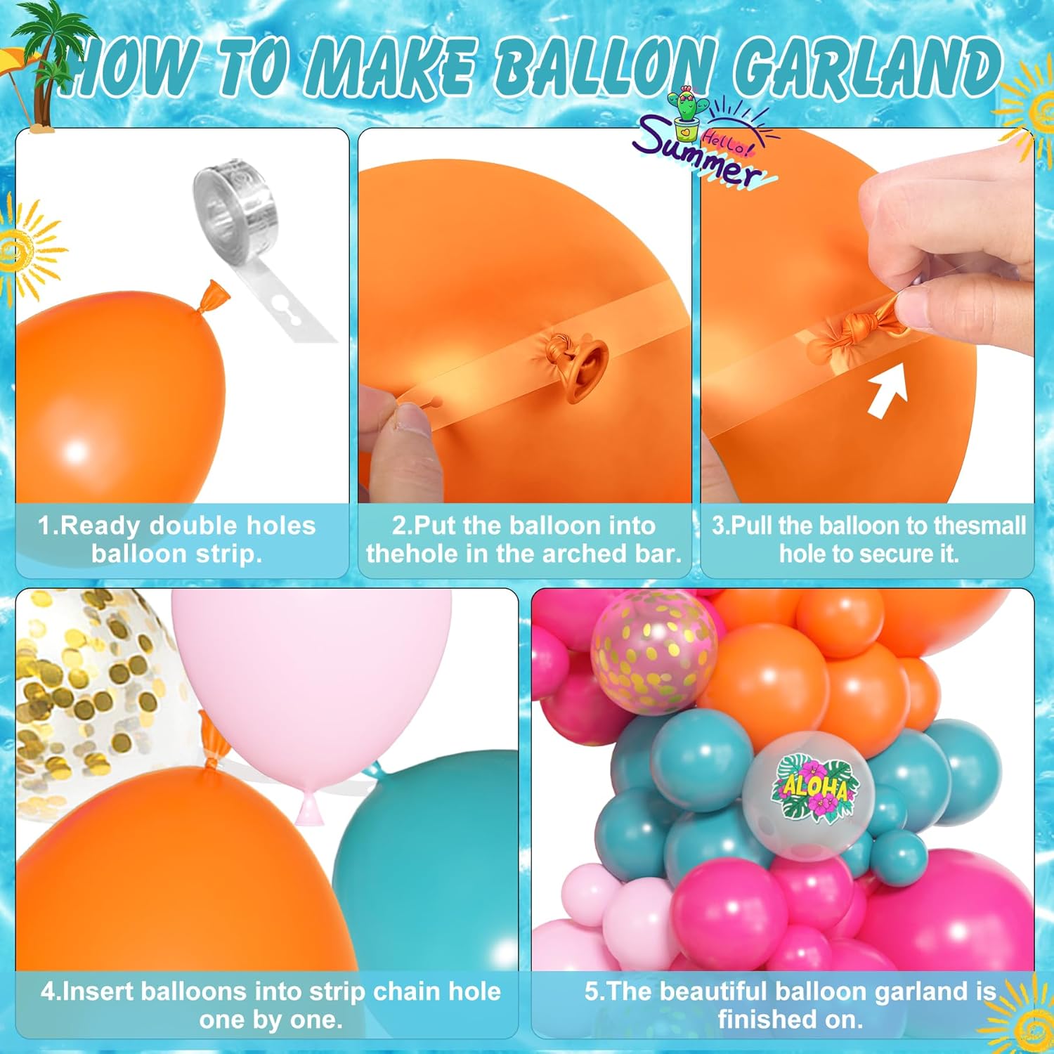 Amandir Tropical Balloon Arch Kit 165Pcs