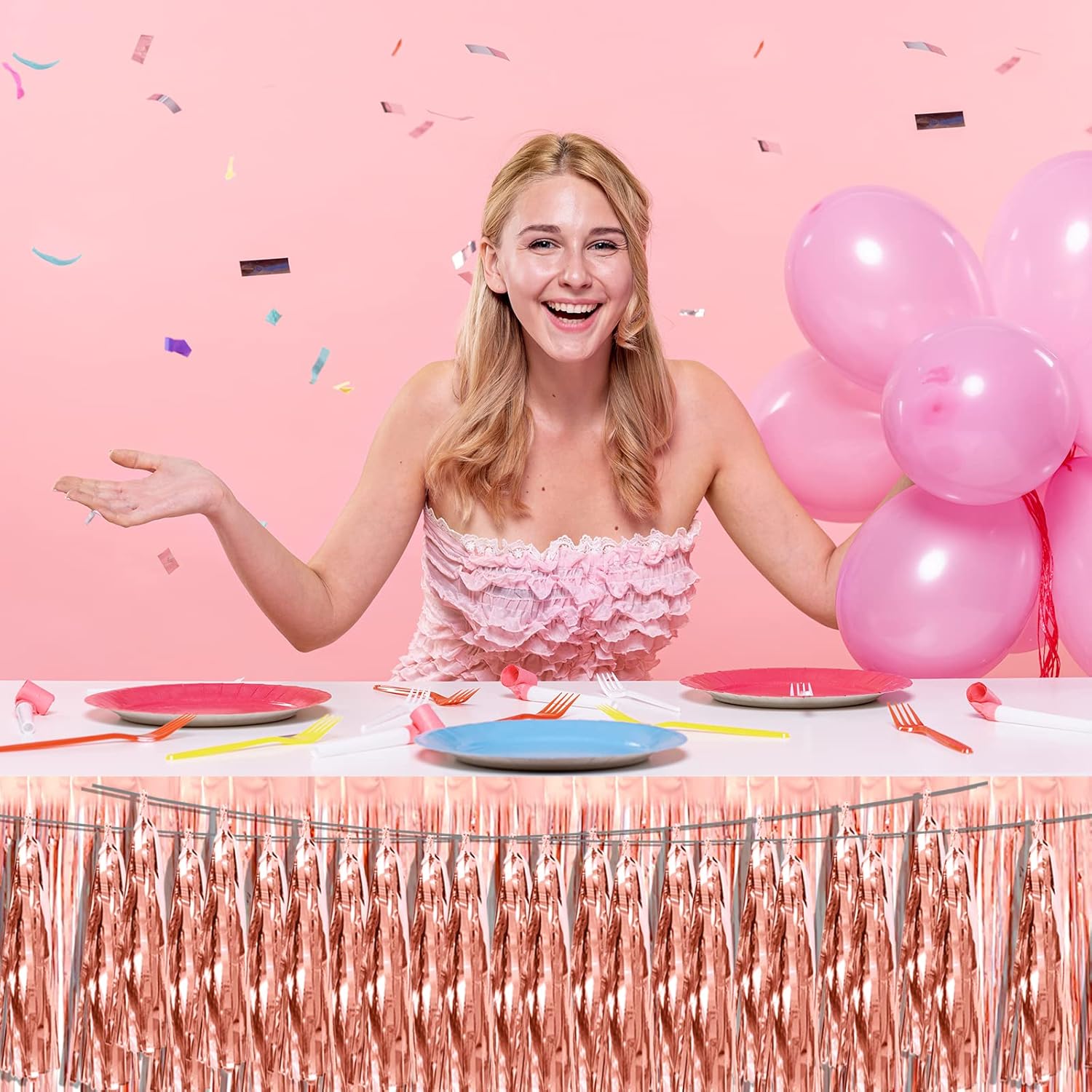 Rose Gold Foil Tassel Garland for Party Decorations