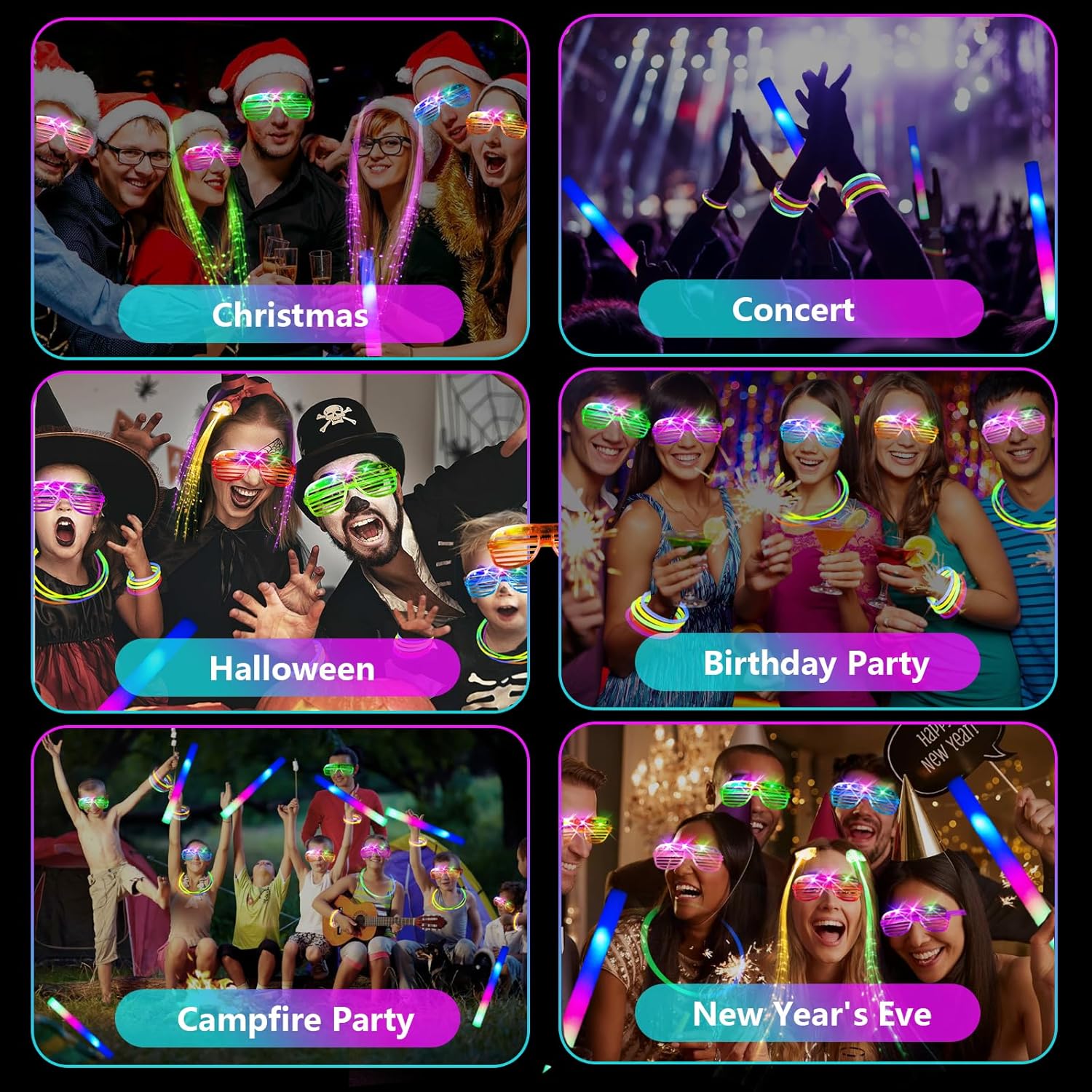148 Piece Glow in the Dark Party Kit with LED Accessories