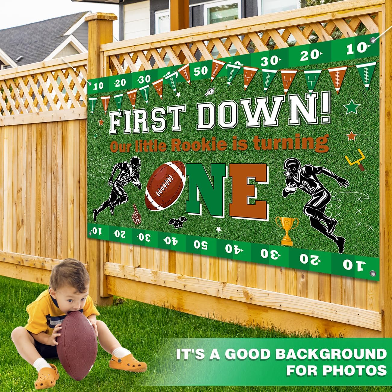 Football 1st Birthday Banner for Boys 5x3ft