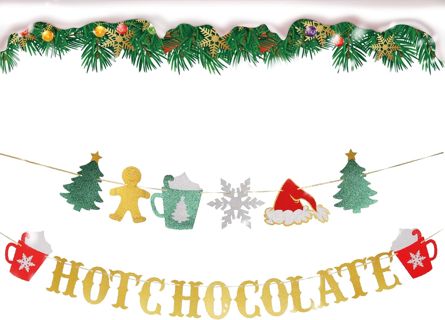 Glitter Christmas Hot Chocolate Banner for Holiday Decorations