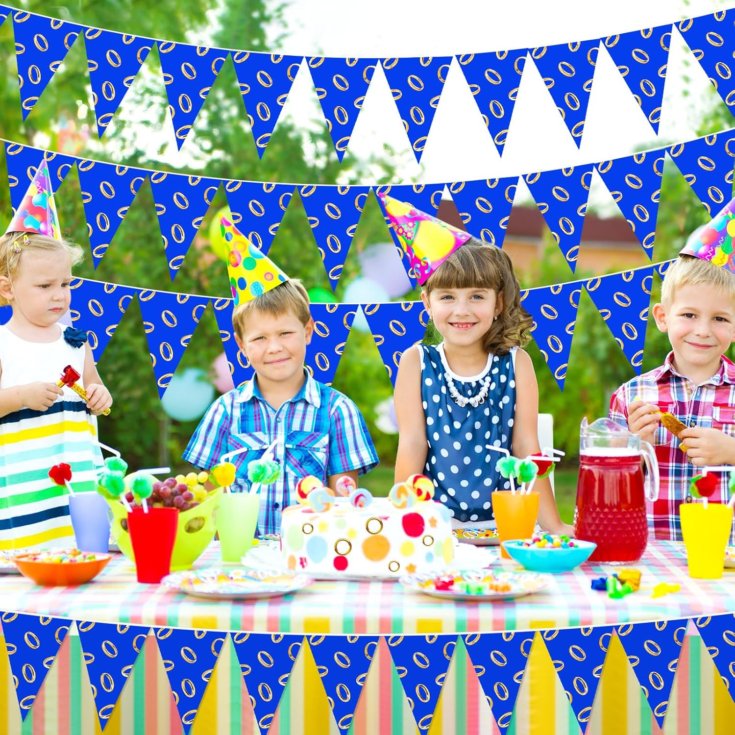 Pajean 49 Ft Blue and Gold Party Banner Decorations