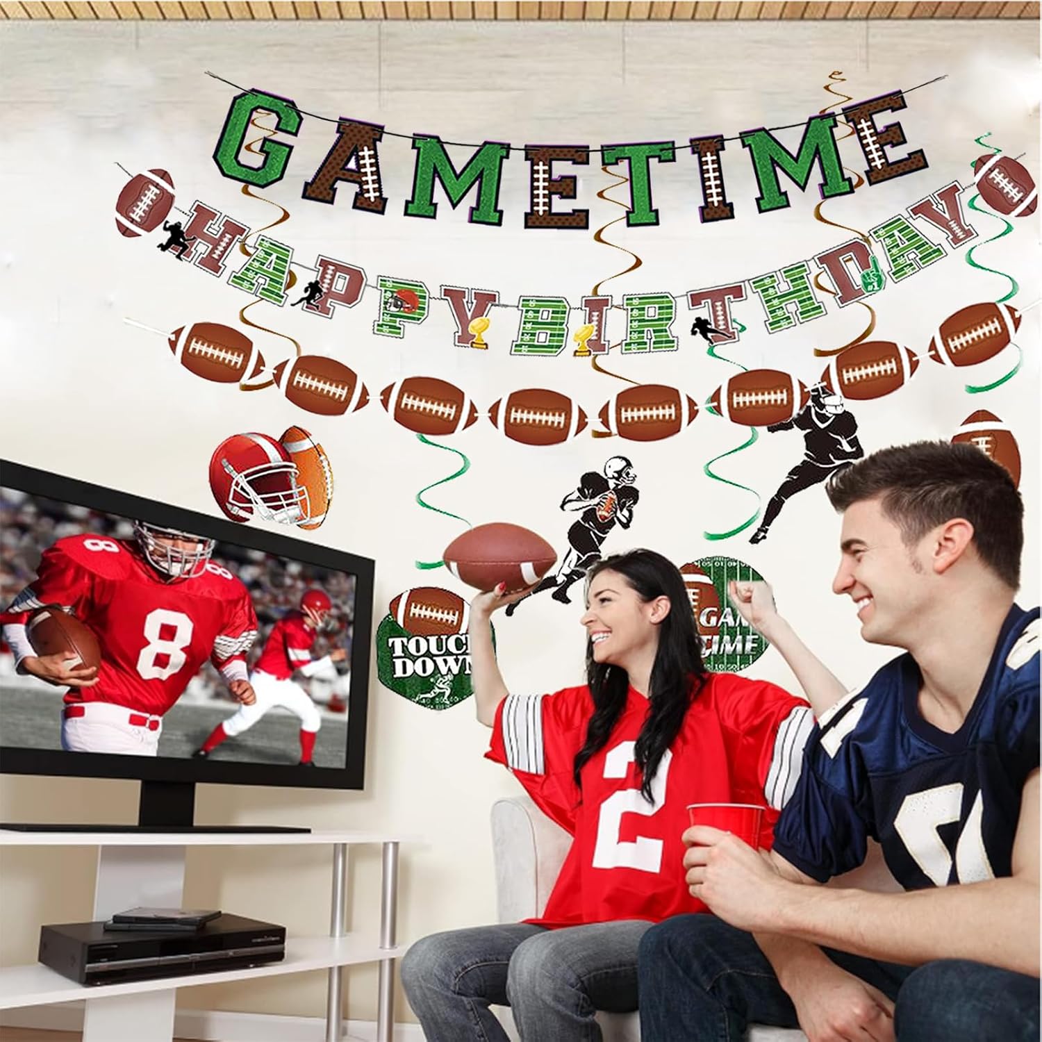 Football Happy Birthday Banner Party Decorations