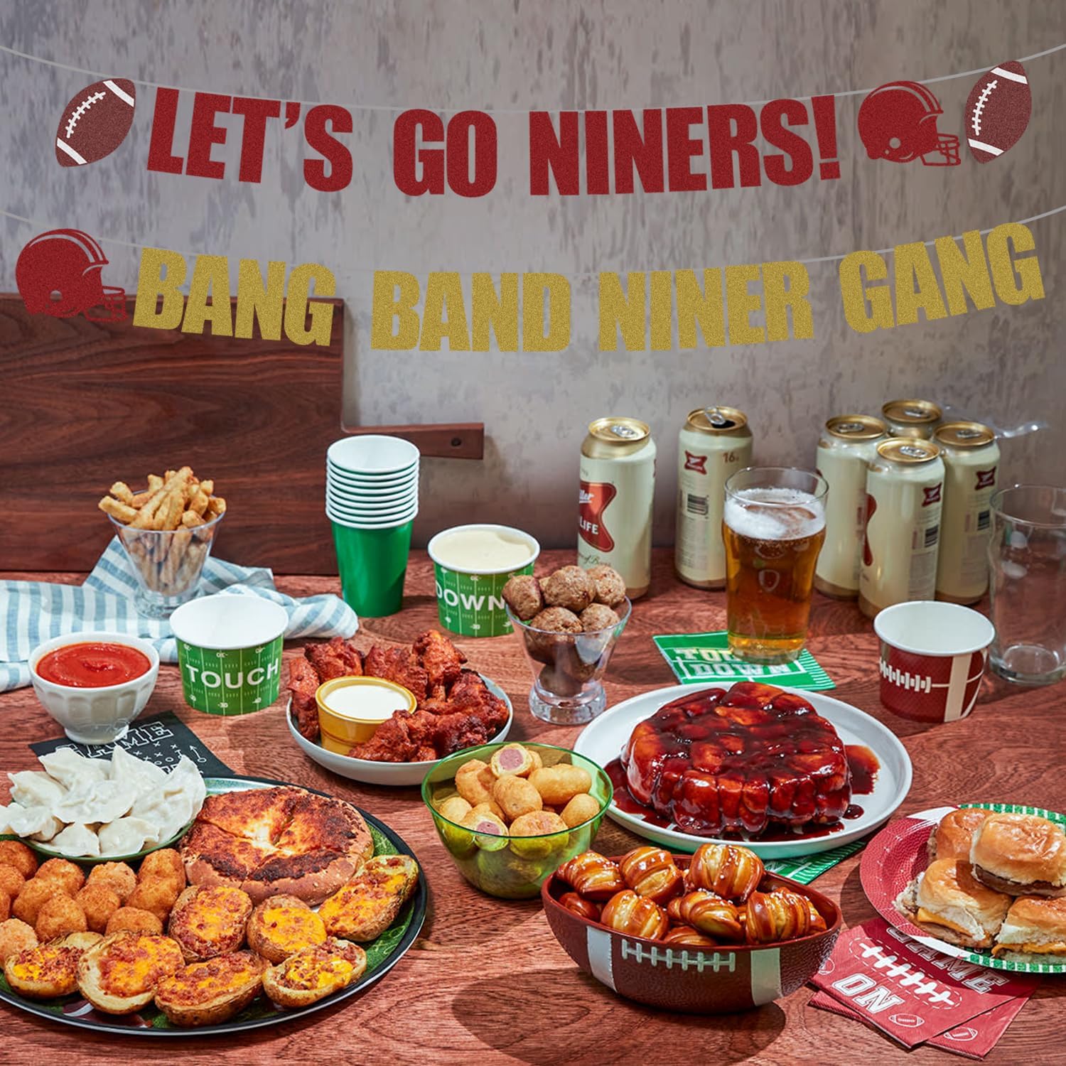Lets Go Niners Glitter Banner Football Decor