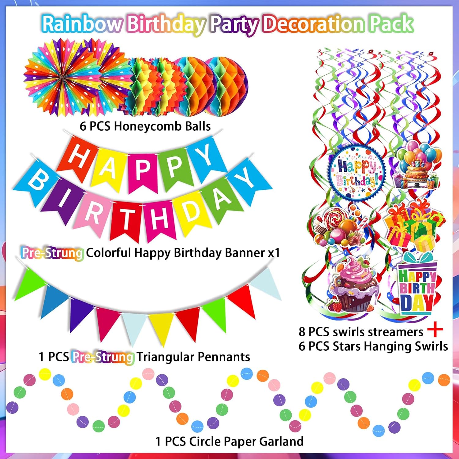 Colorful Happy Birthday Decorations Set