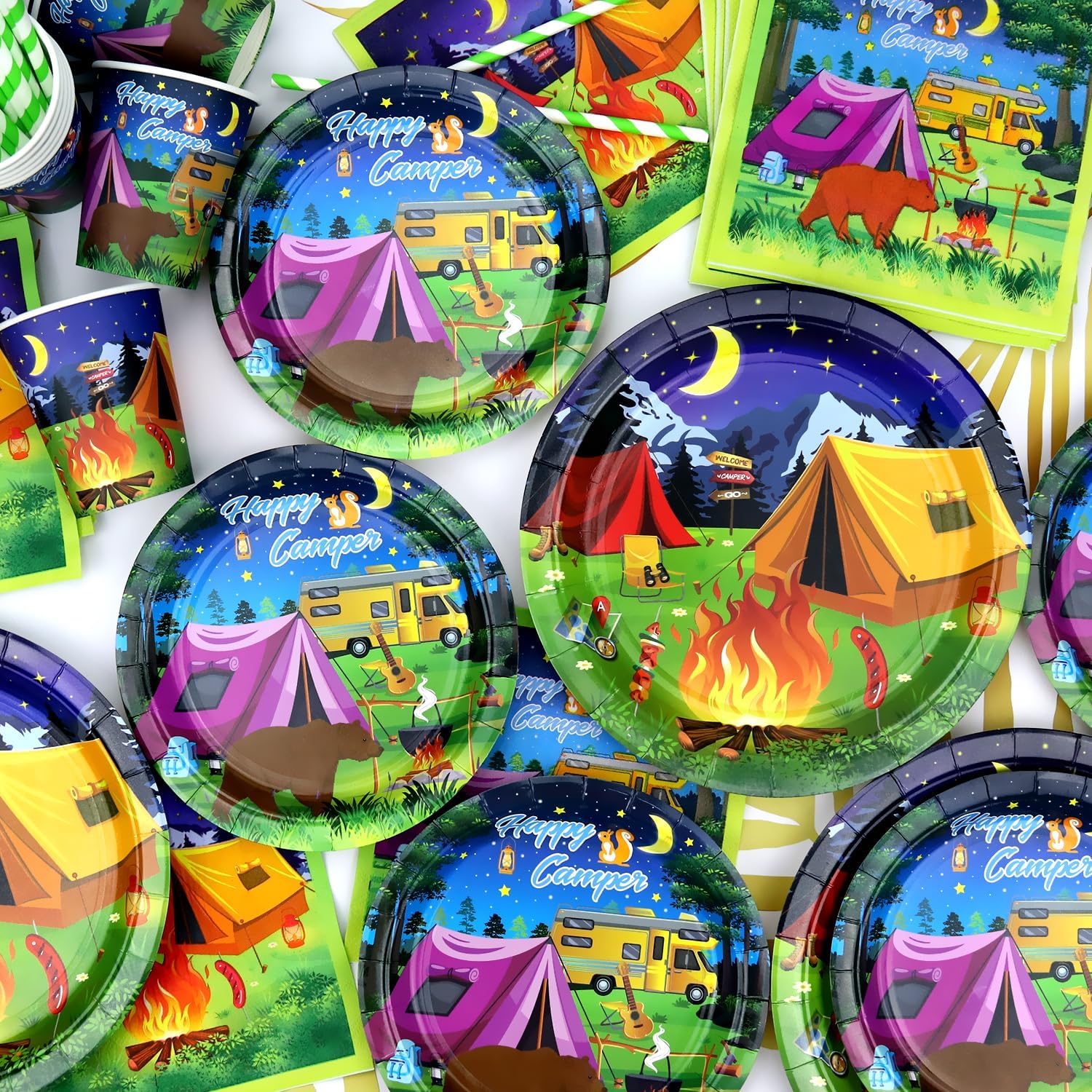 Camping Party Tableware Kit for 20 Guests