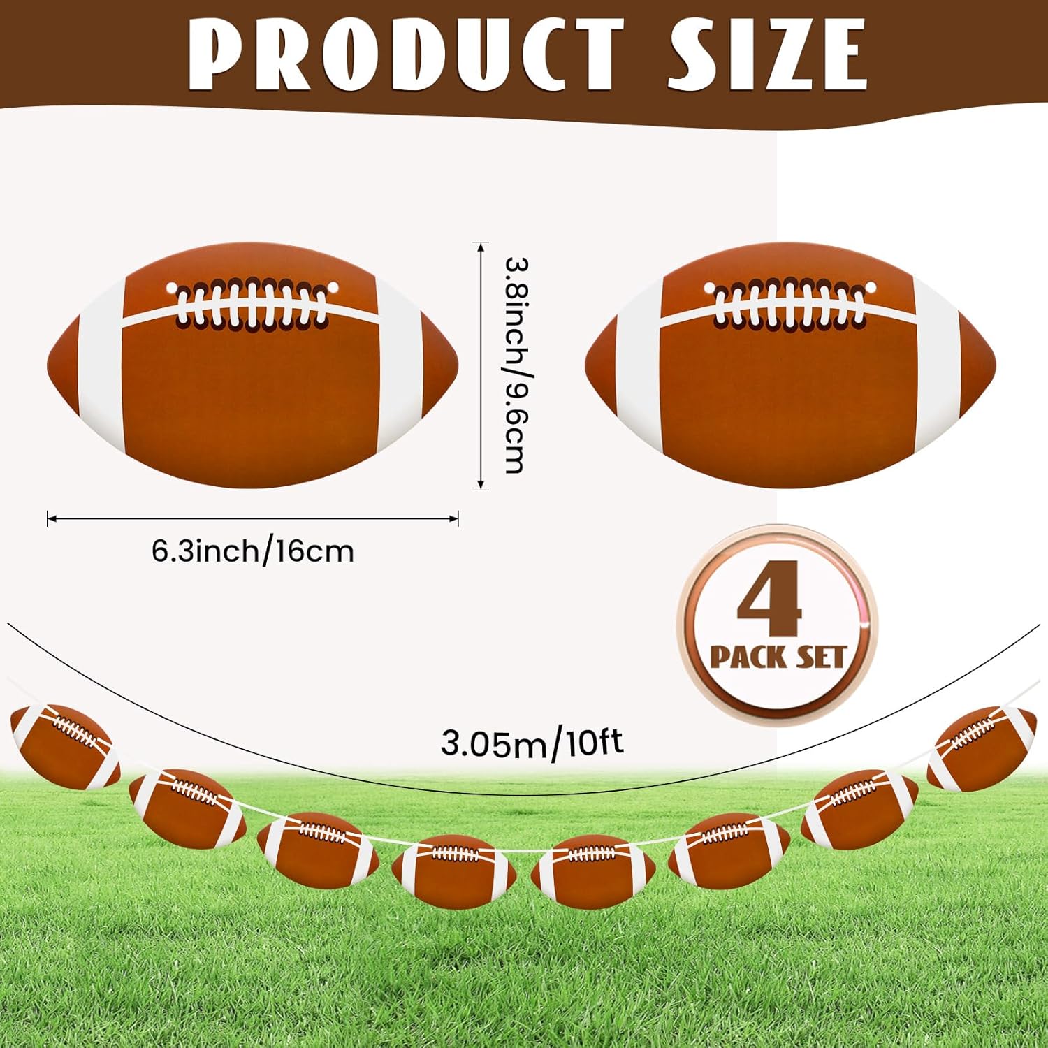 4 Pcs Football Banners for Sports Party Decorations