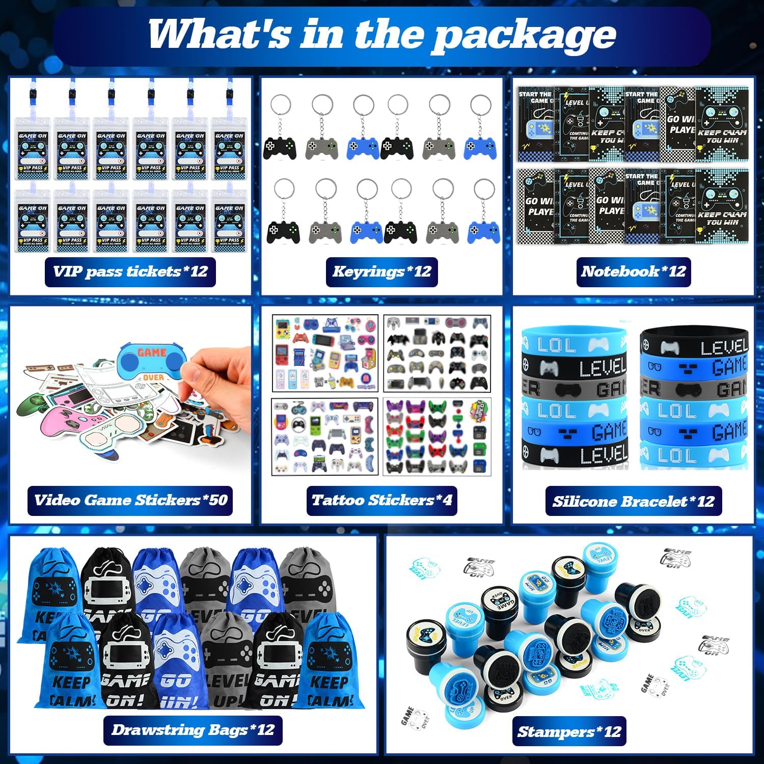 126 PCS Gaming Party Favors with Drawstring Bags