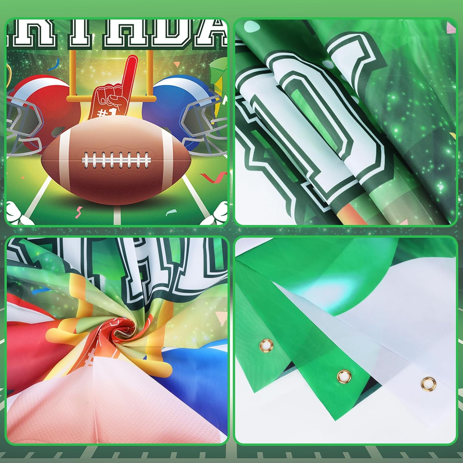 Large Football Birthday Banner for Kids Boys Party Decorations