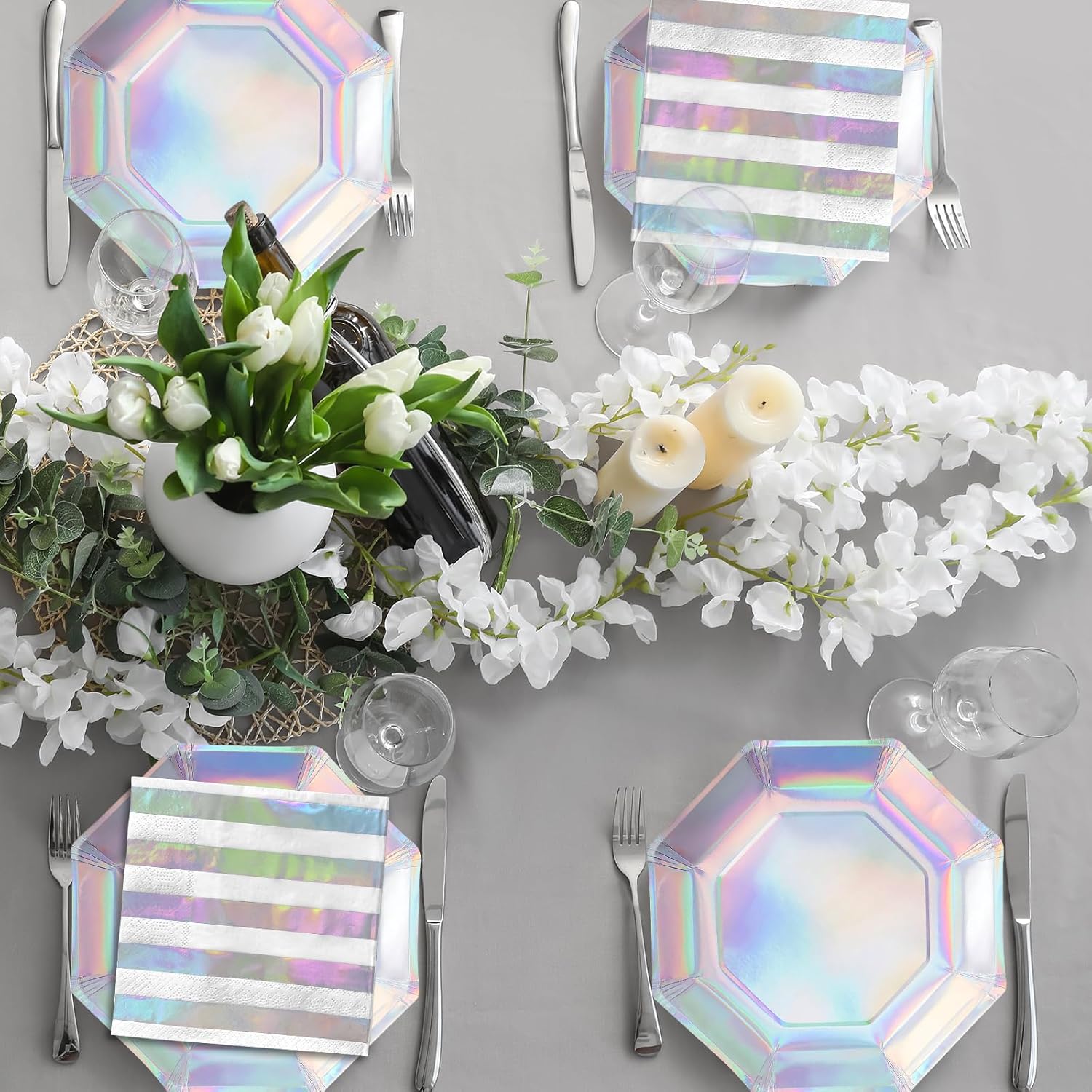 Gatherfun Iridescent Party Plates Set of 16