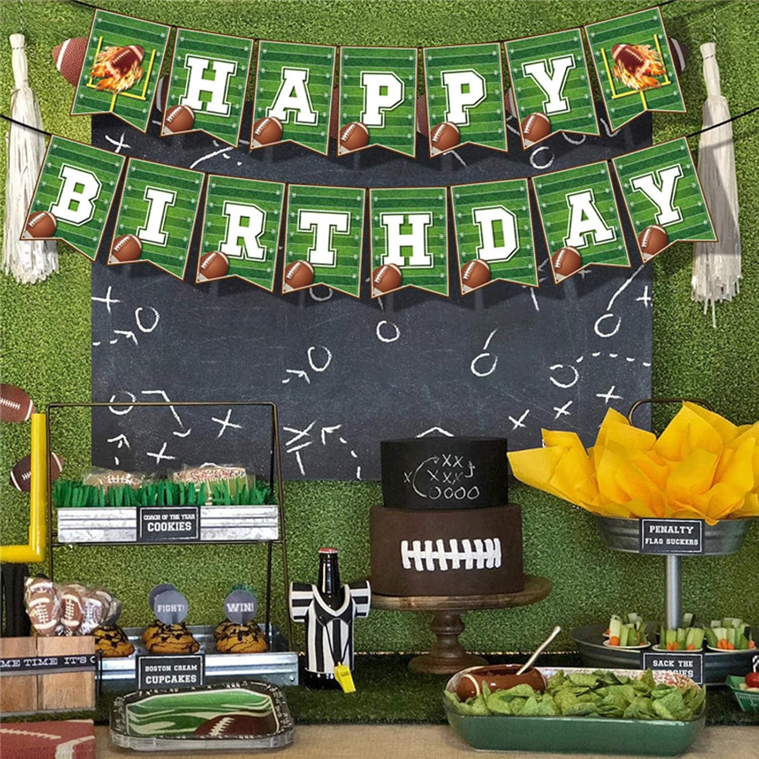 Football Themed Birthday Banner Decorations Set