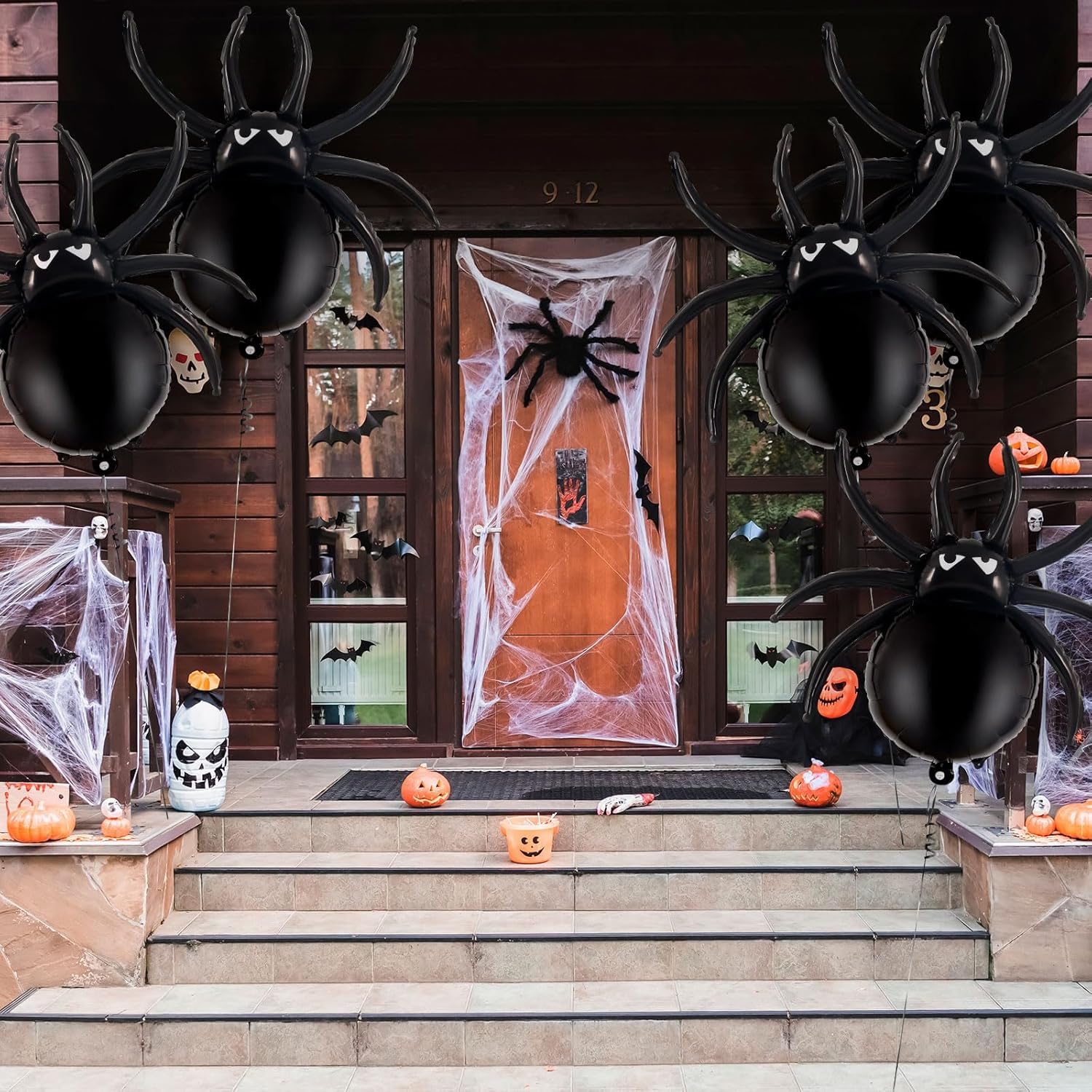YOTHORN 6 Pcs 33 Inch Halloween Spider Balloons Foil Decorations