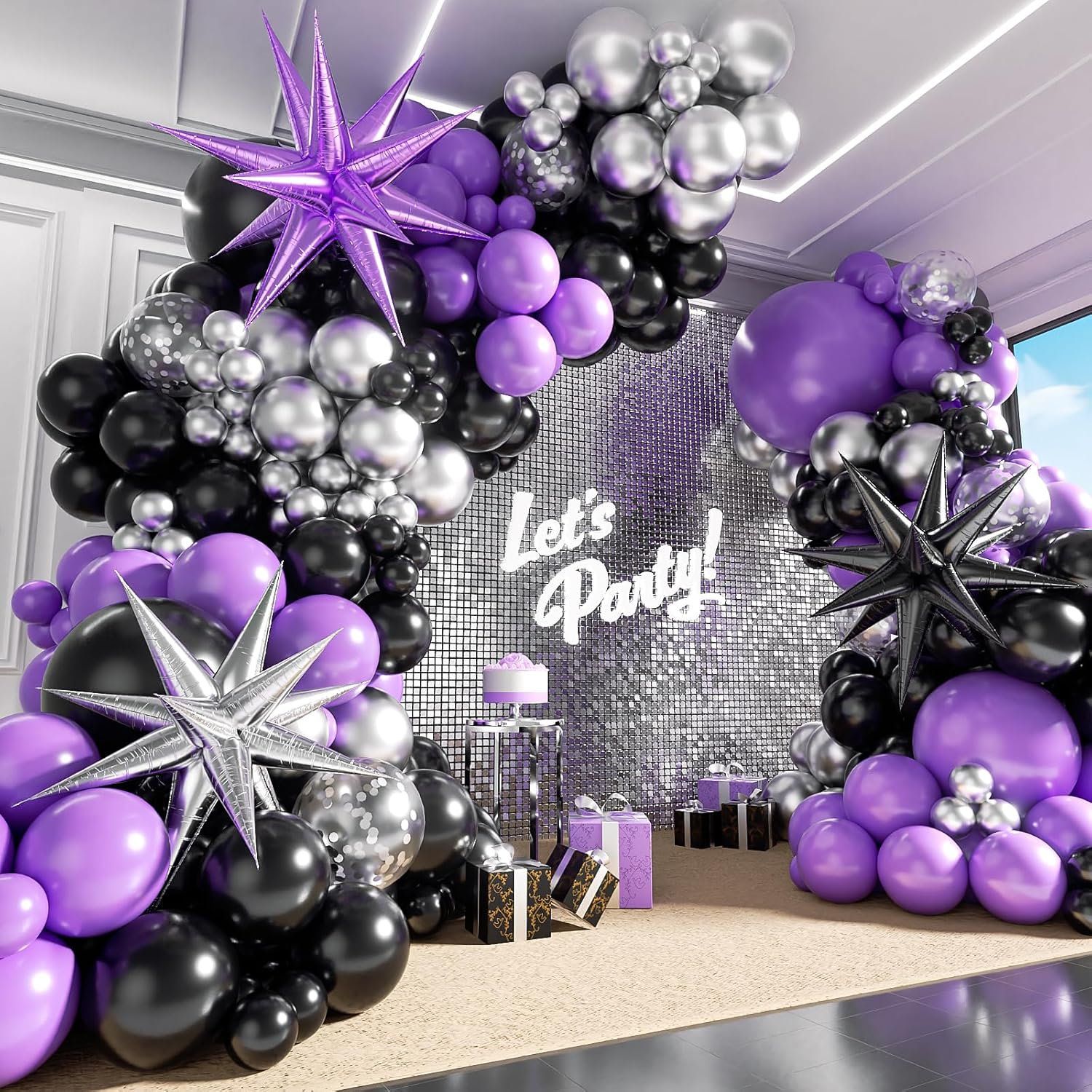125pcs Purple and Black Balloon Garland Kit