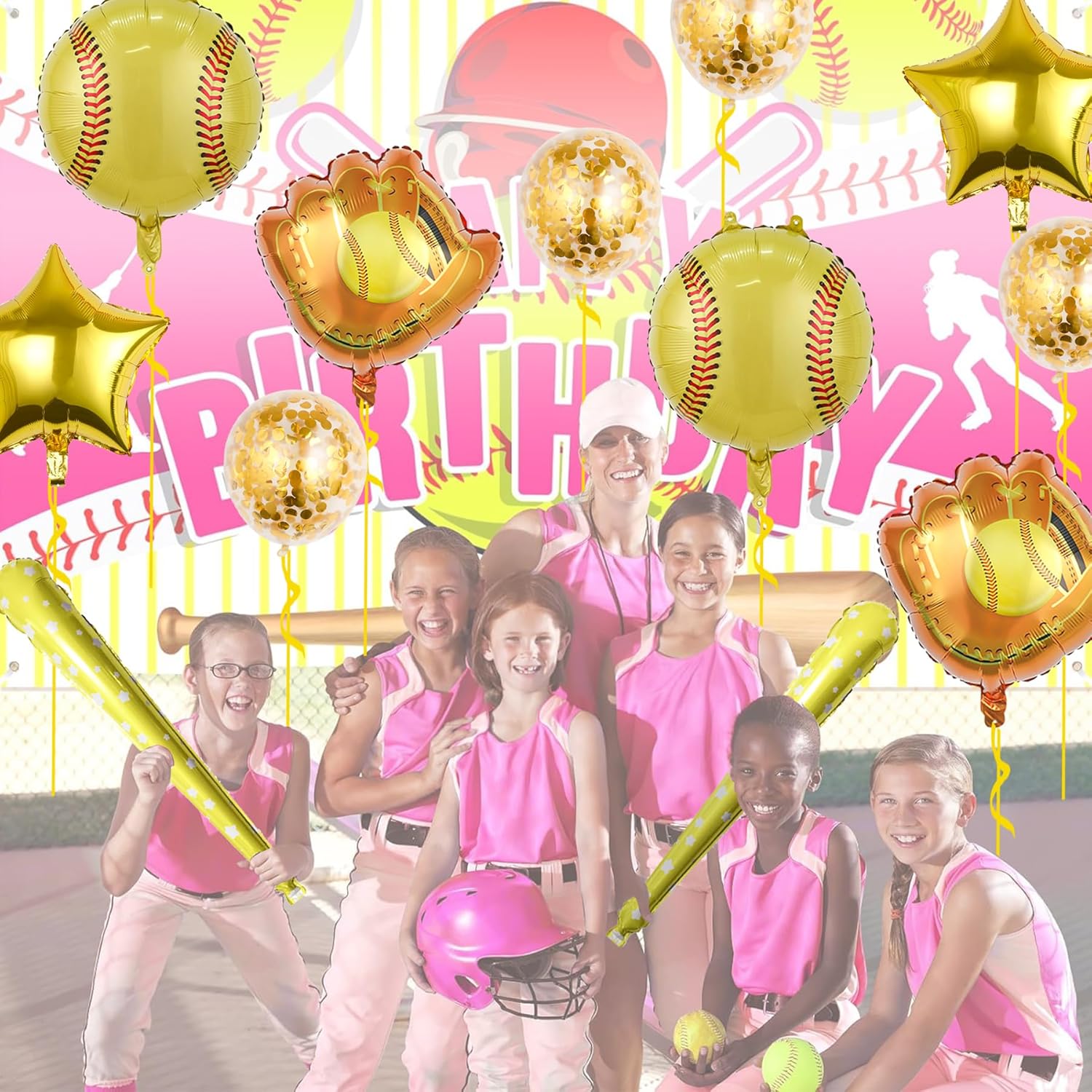 HEPAPATE Softball Themed Balloons Party Decor 12pcs Set