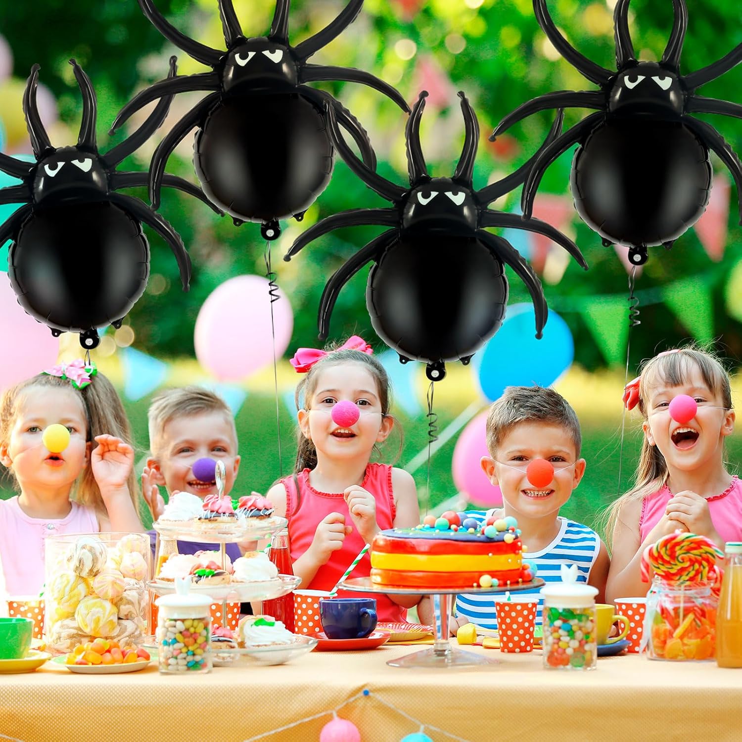 YOTHORN 6 Pcs 33 Inch Halloween Spider Balloons Foil Decorations