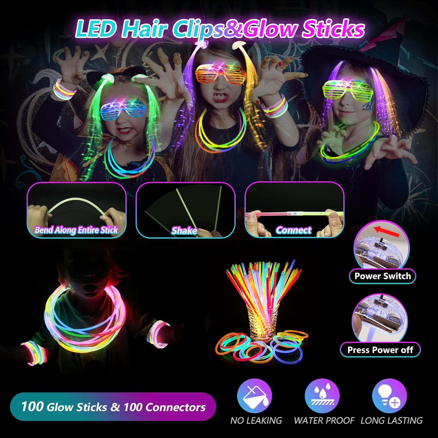 148 Piece Glow in the Dark Party Kit with LED Accessories