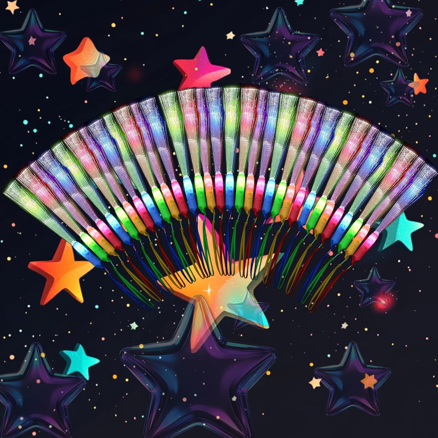 12 Pcs LED Fiber Optic Wand Glow Wands for Parties