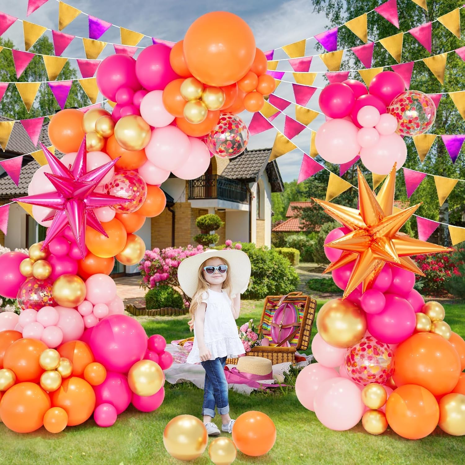 Pink Orange Balloon Arch Kit 146pcs