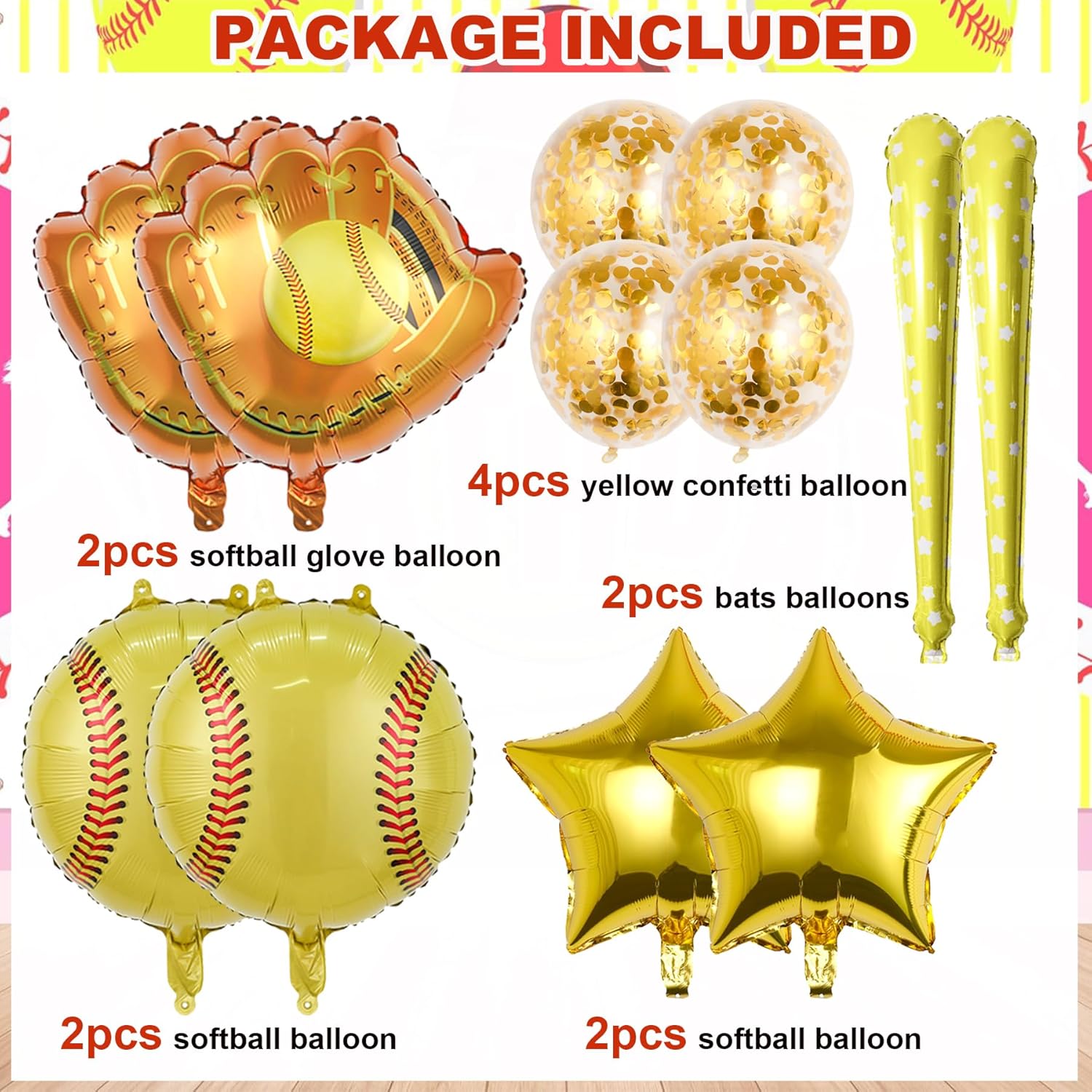 HEPAPATE Softball Themed Balloons Party Decor 12pcs Set
