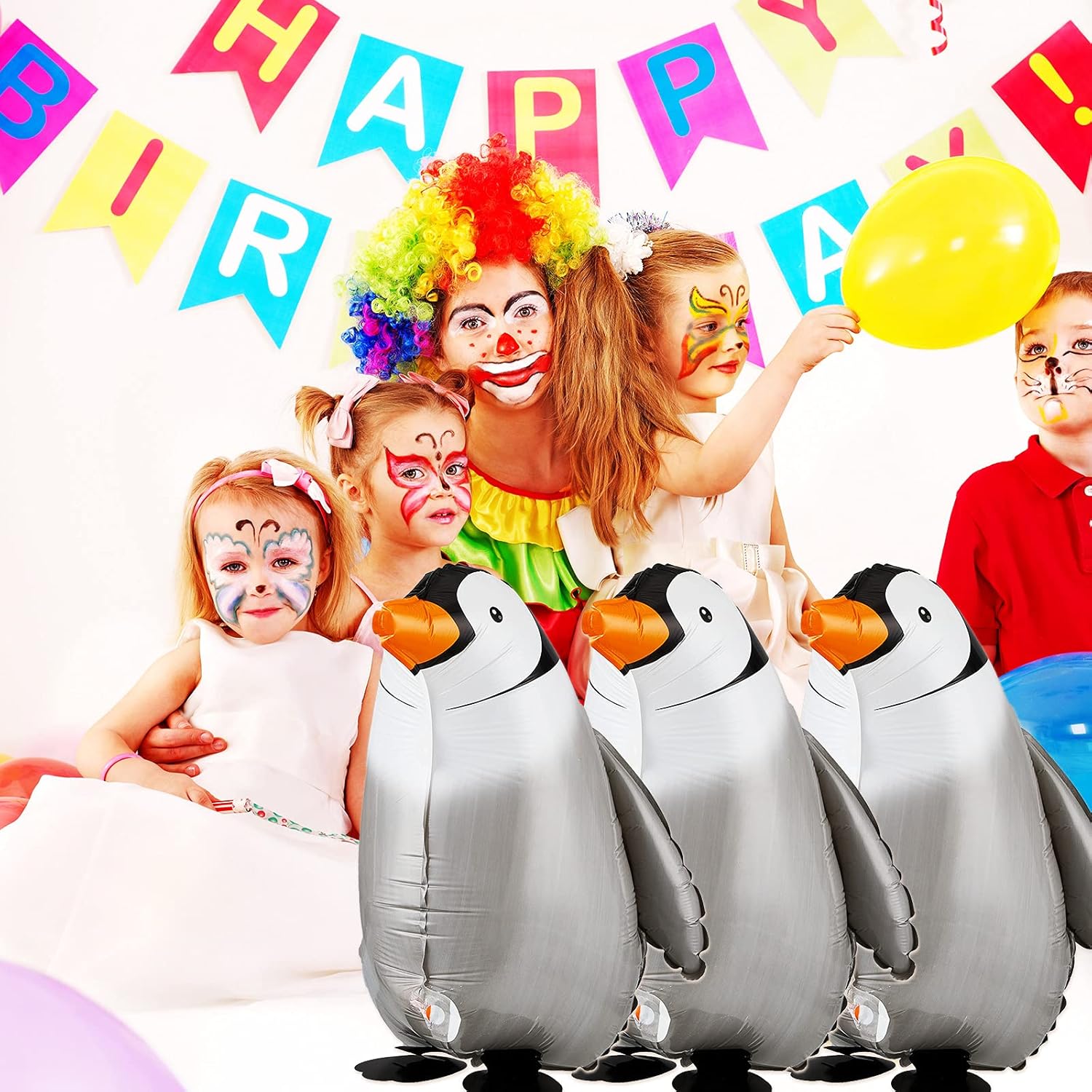 6 Piece Walking Penguin Foil Balloons for Party Decorations