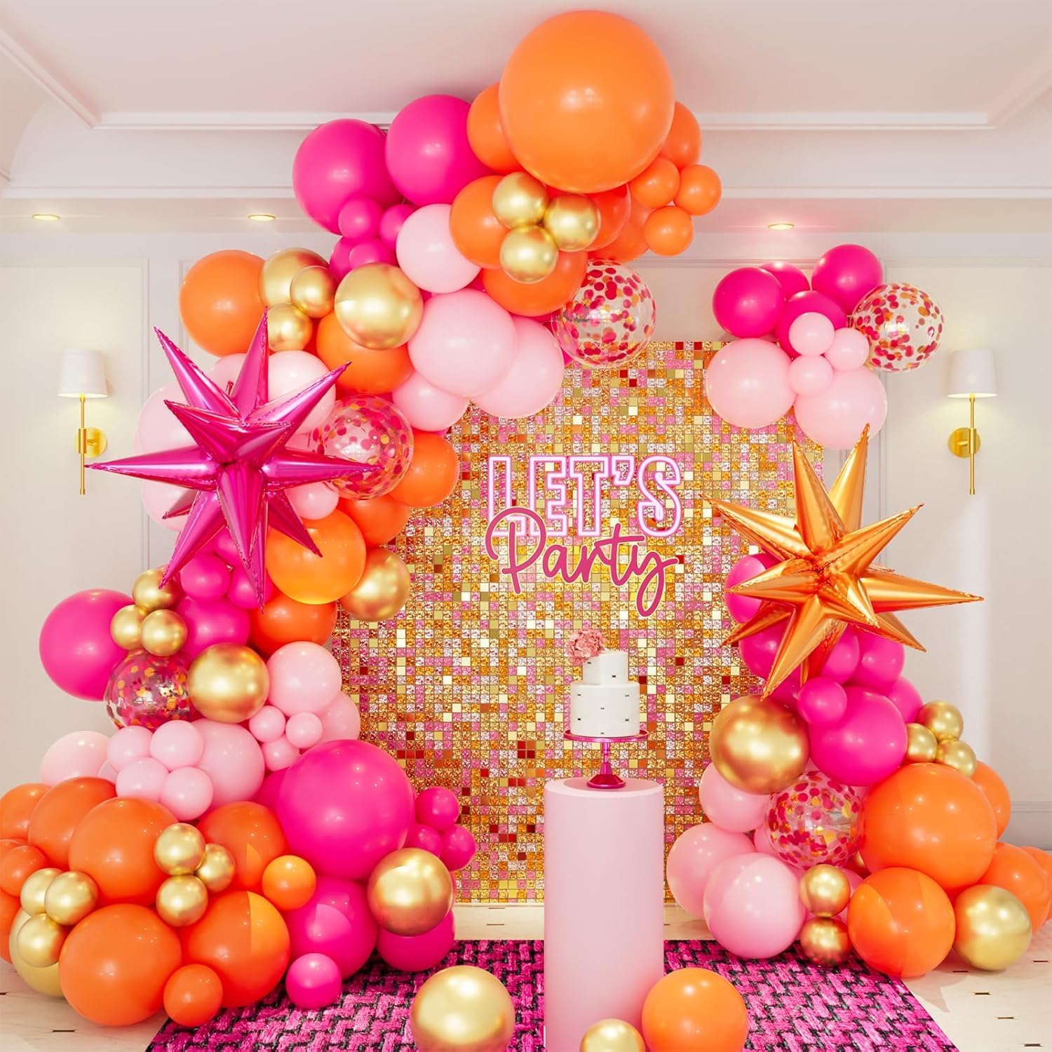 Pink Orange Balloon Arch Kit 146pcs