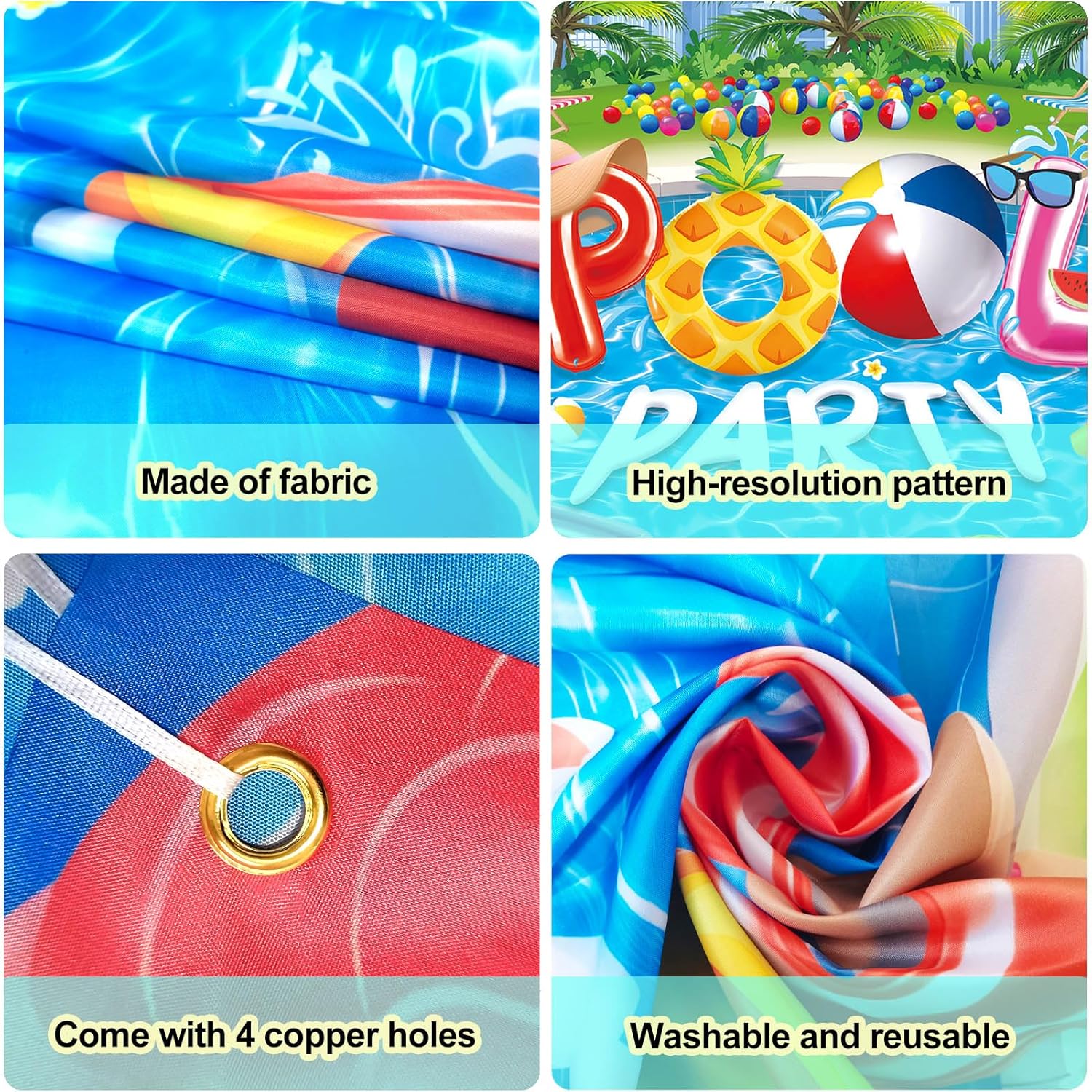 Pool Party Banner 6x36 ft Bright Colors