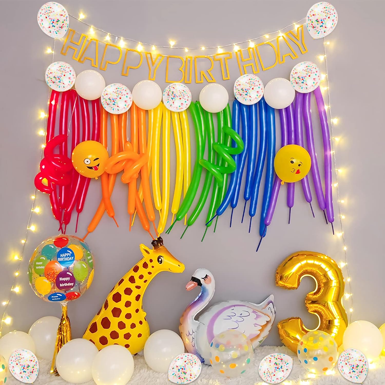 Rainbow Confetti Balloons 40 Pcs 5 Inch Clear Decorations