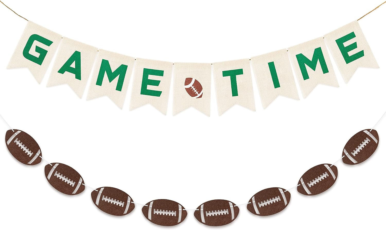 Football Burlap Felt Banners - 2pcs Game Time Decorations