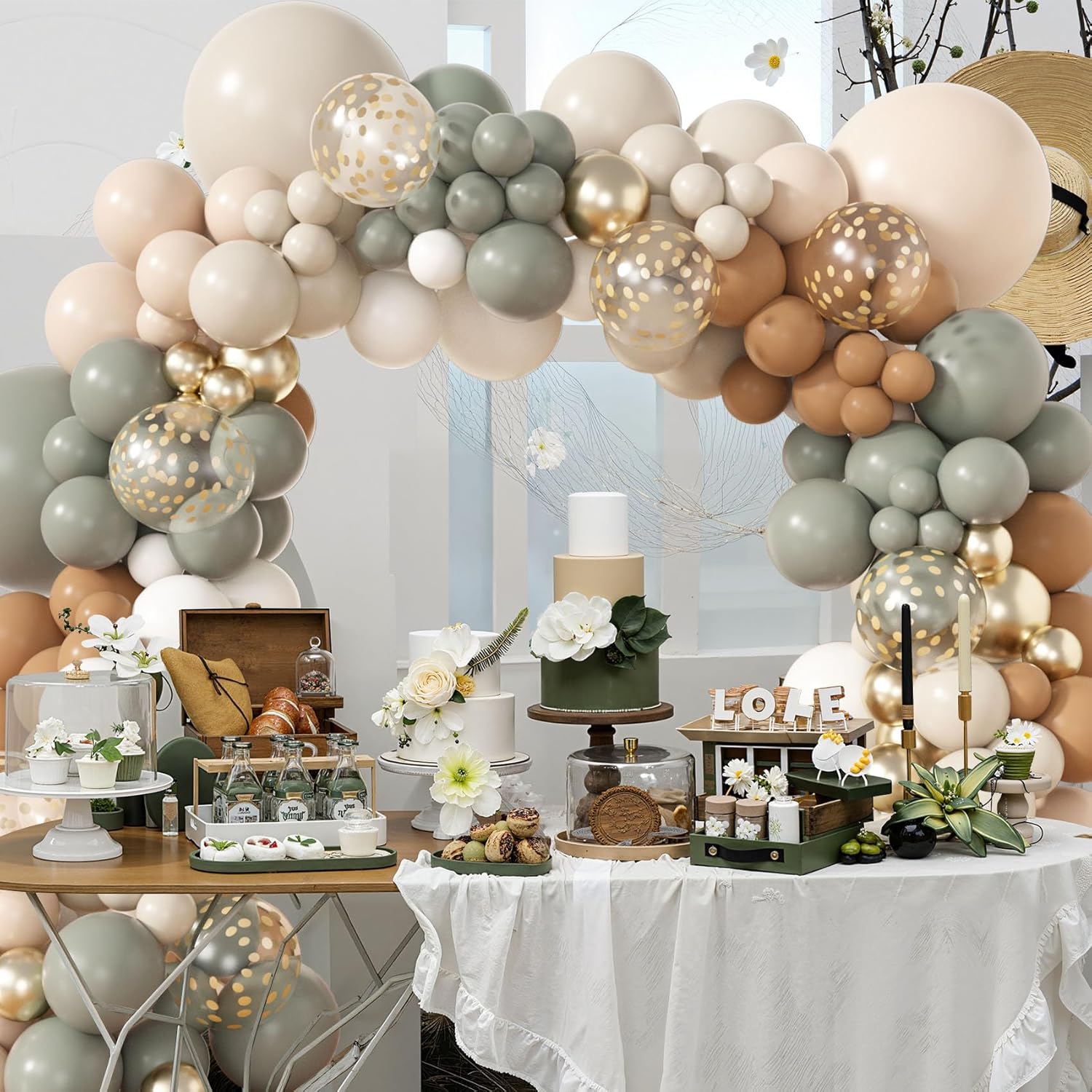 Amandir 173Pcs Dusty Green Balloon Arch Kit