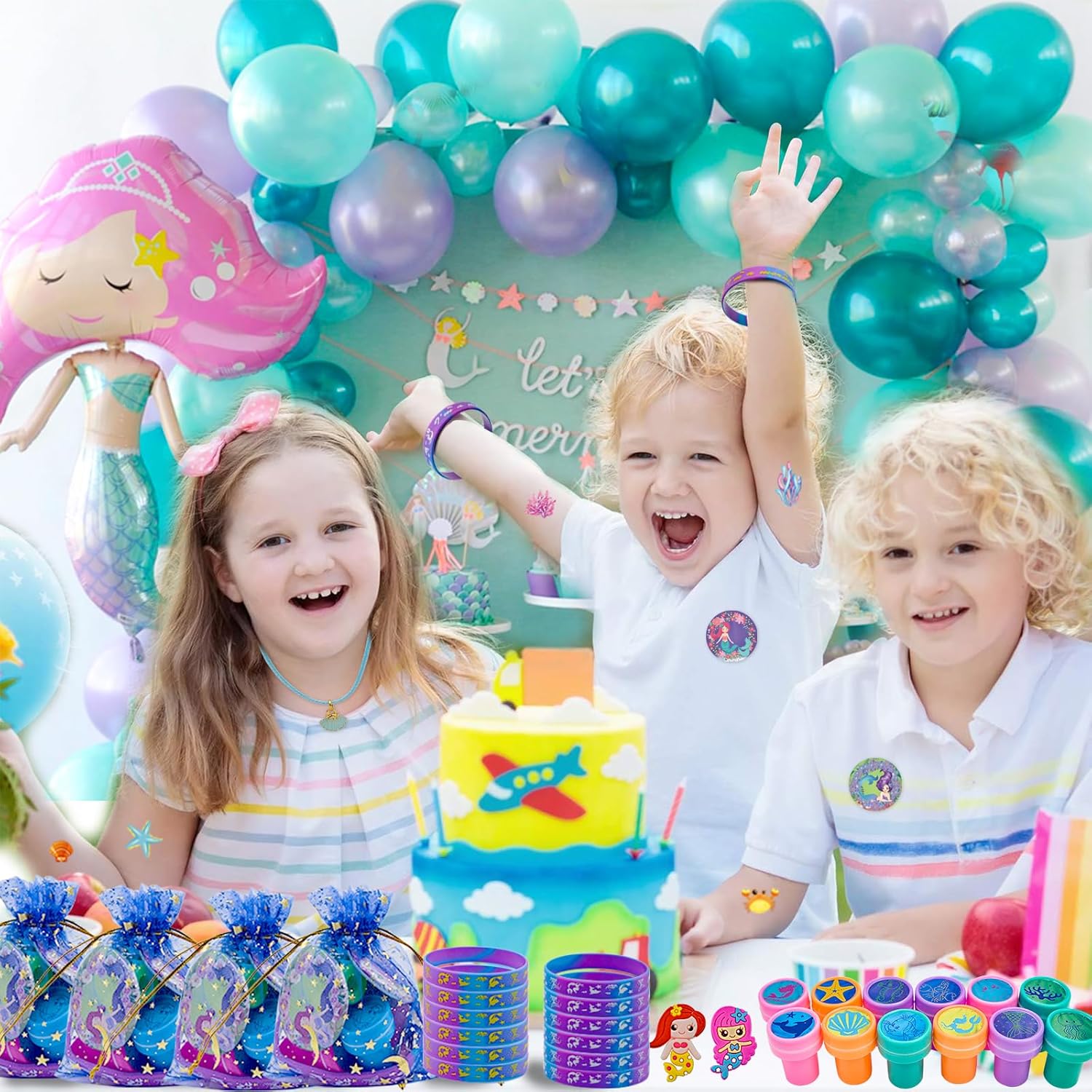 134Pcs Mermaid Party Favors for Girls Decorations