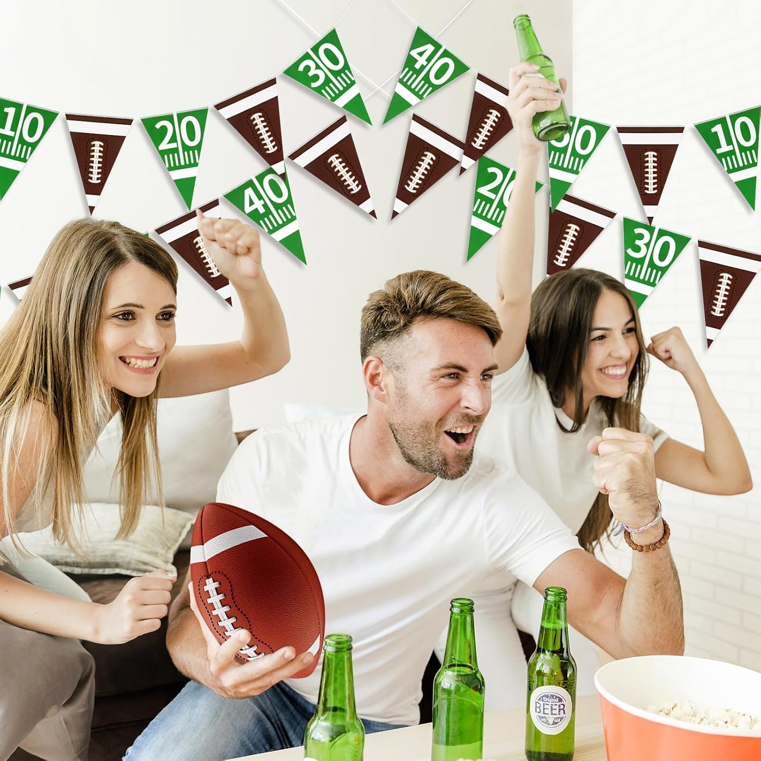 4 Pcs Football Banners Green Sports Party Decor