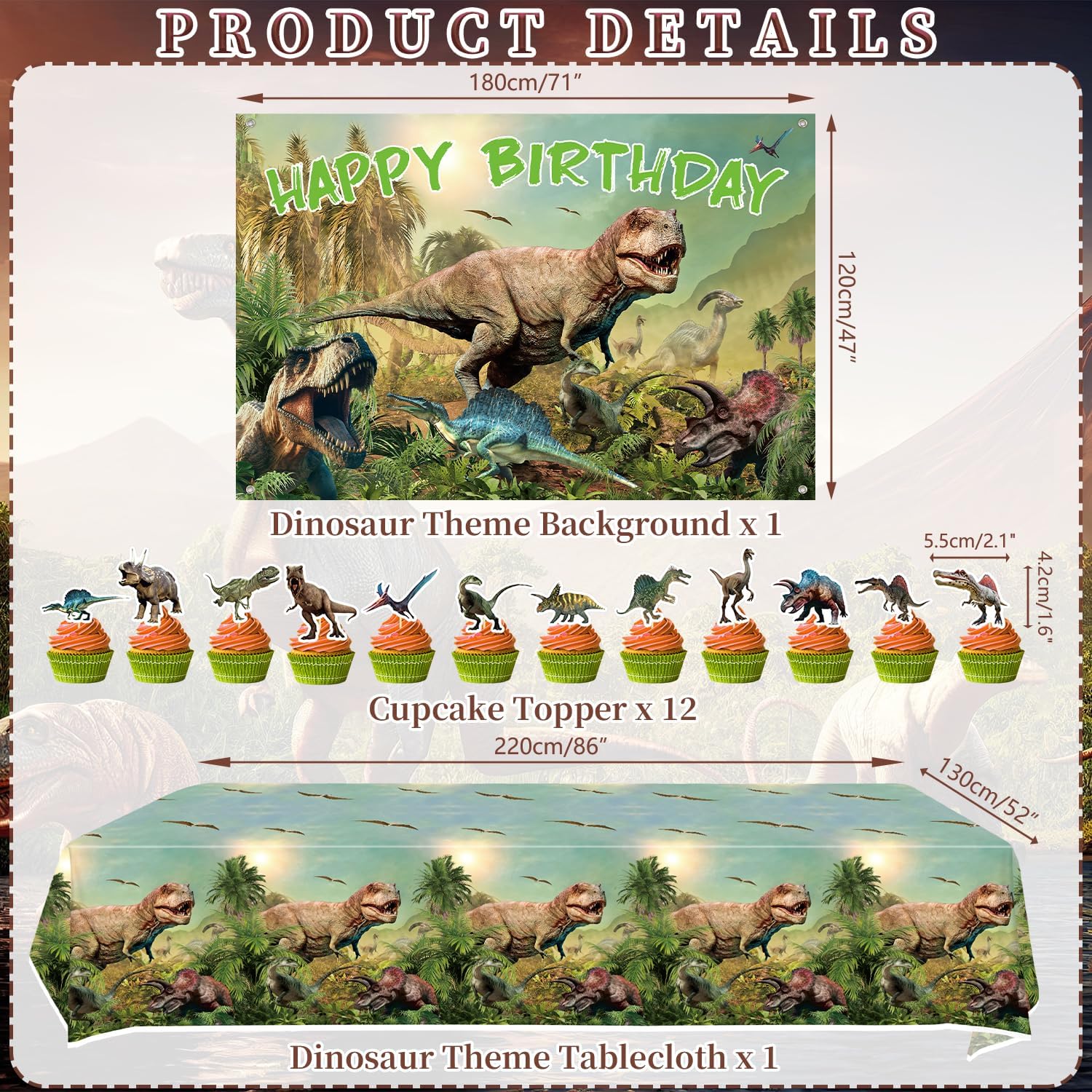 KEFAN Dinosaur Party Decor Set for 20 Guests