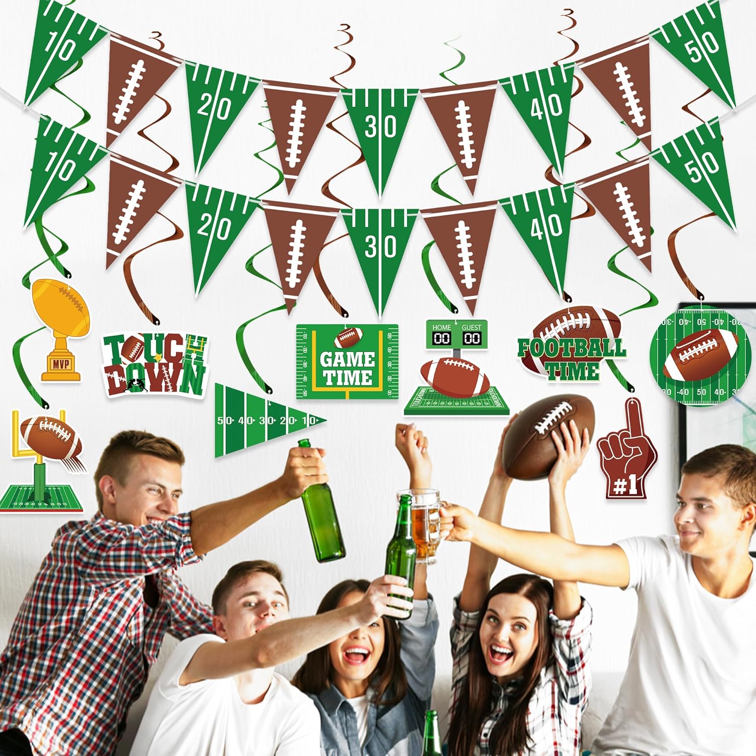 Football Party Decor Set 2 Banners 9 Swirls