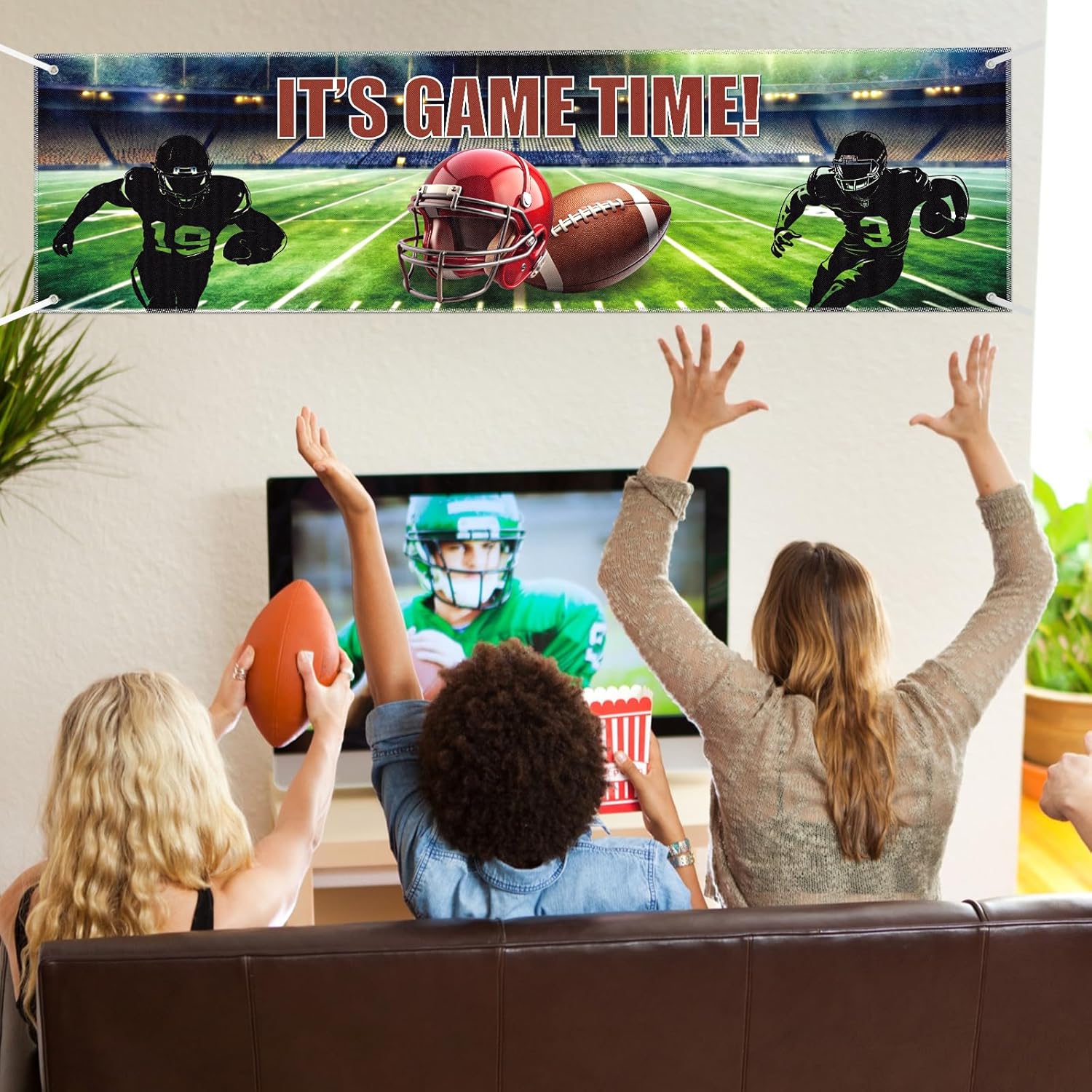 Hooqict Football Banner Game Time Party Decor