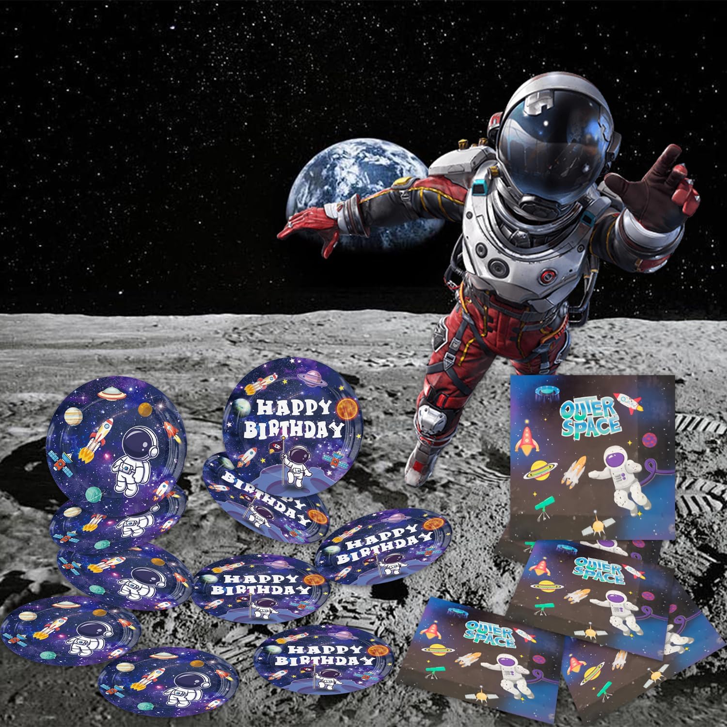40pcs Space Party Supplies Set for 24 Guests