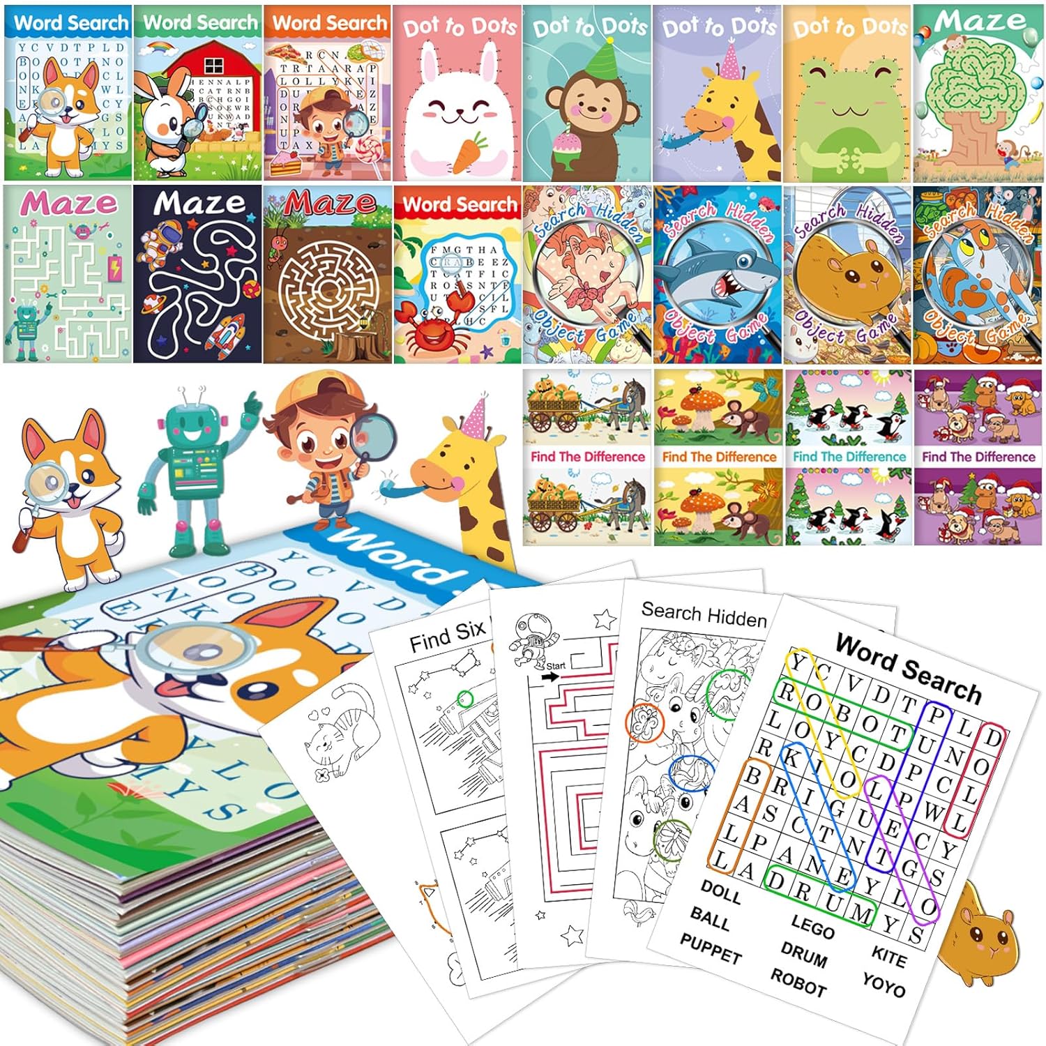 20 Pack Small Activity Books for Kids Age 4-8