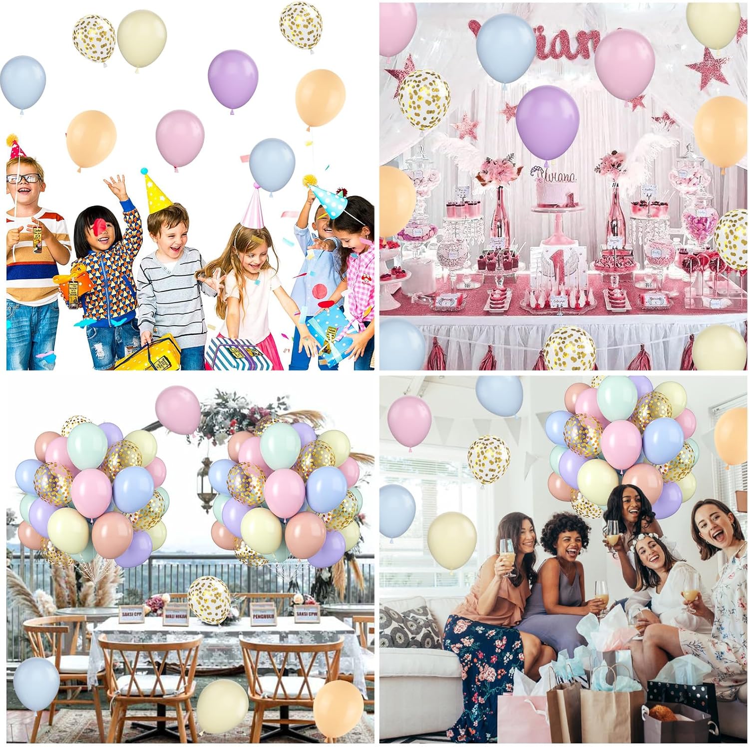 60 PCS Pastel Latex Balloons for Birthday Wedding Decor