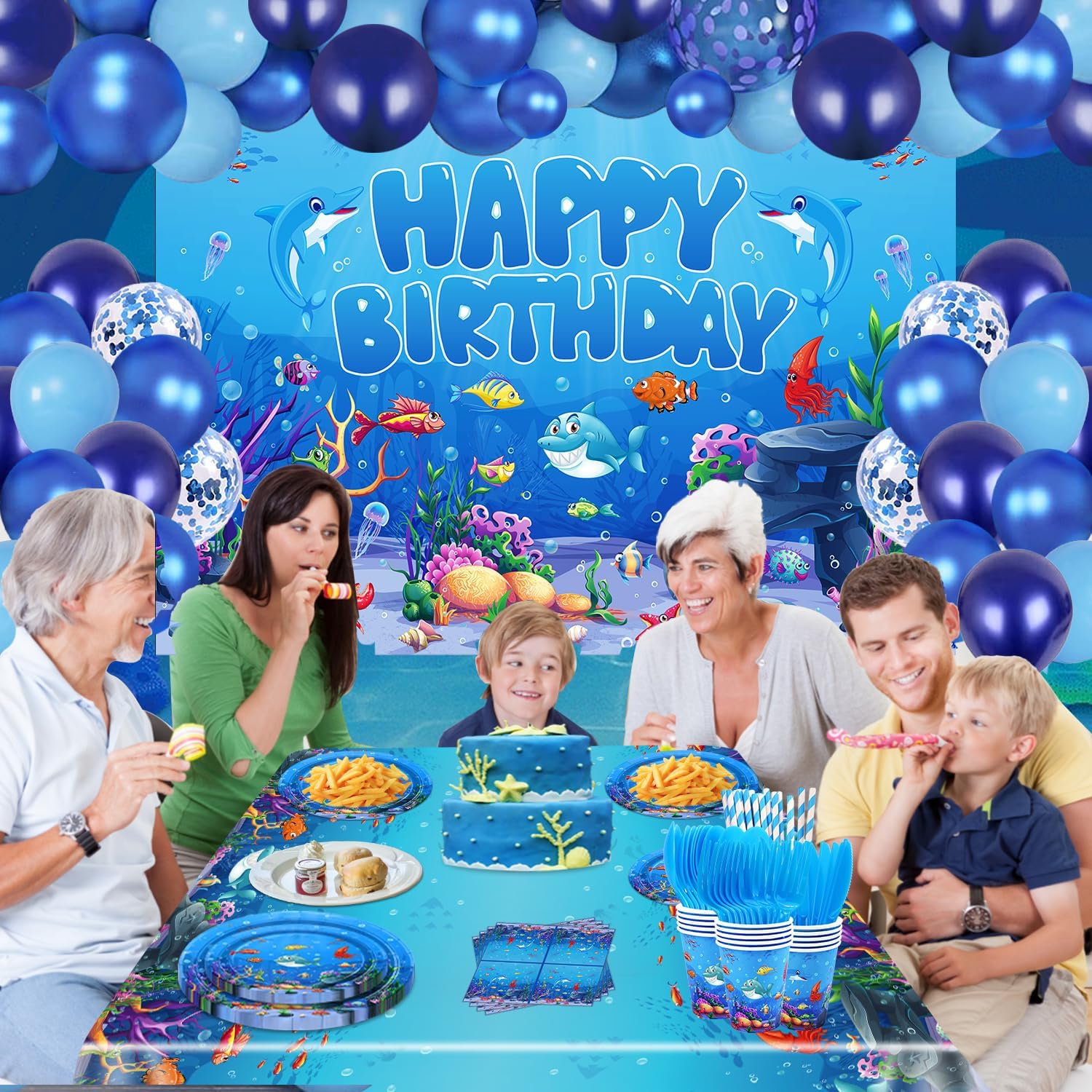 Dvaorc 206 Pack Under the Sea Party Supplies Set